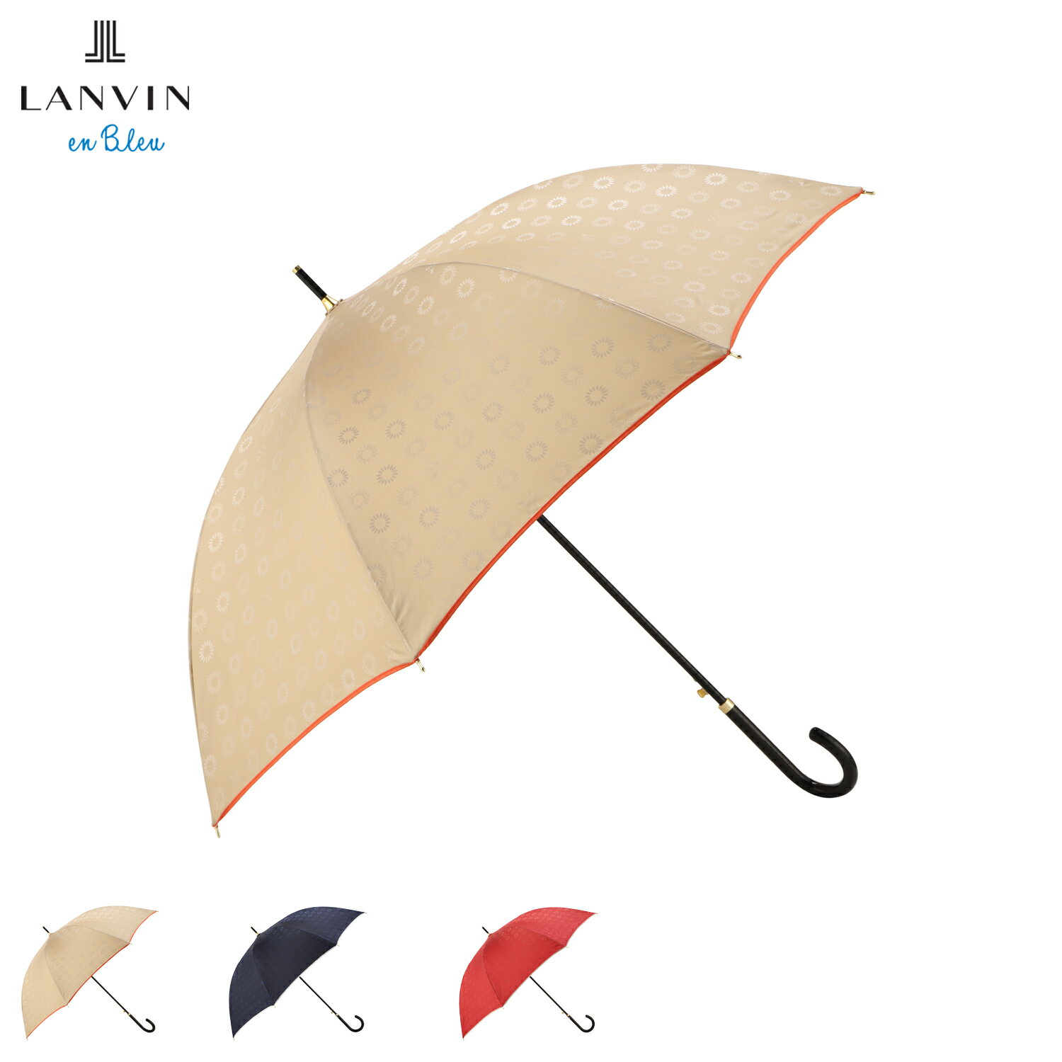 【最大1000円OFFクーポン発行中】 LANVIN en Bleu ランバンオンブルー 長傘 雨傘 レディース 60cm ワンタッチ開閉 耐風 軽量 ジャガー...
