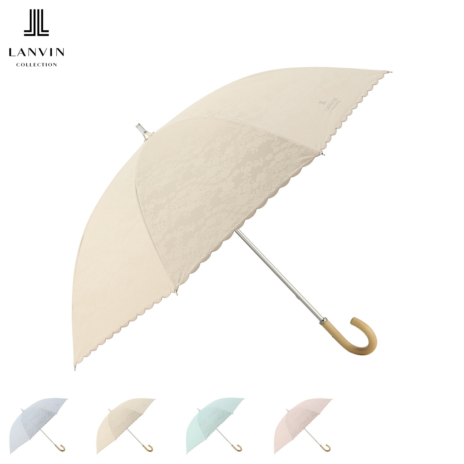 【最大1000円OFFクーポン発行中】 LANVIN COLLECTION ランバン コレクション 長傘 雨傘 フワクールジャカード スカラ刺繍レース レディー...