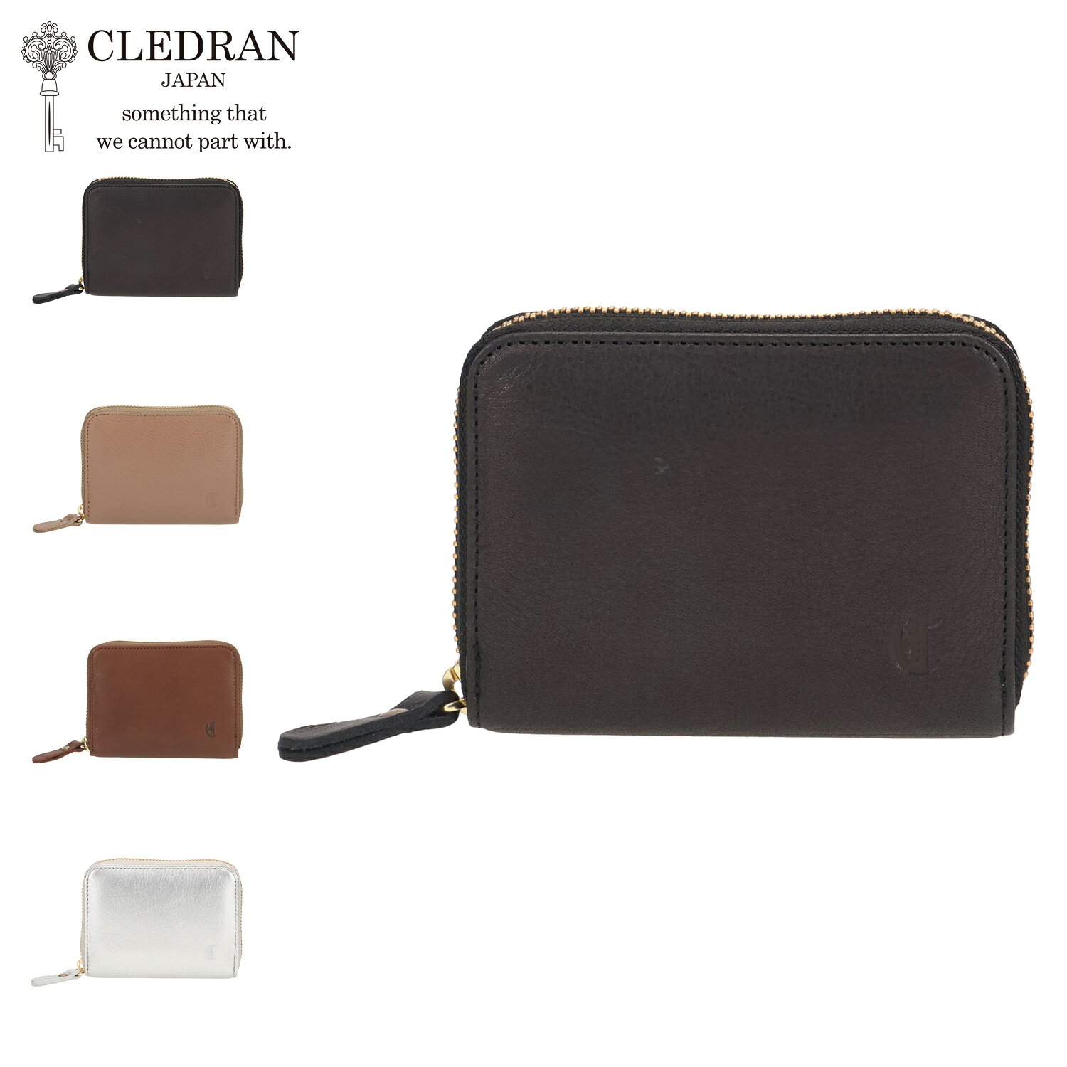 B, C, D, G, J, L, S, T, Z - クレドラン CLEDRAN 財布 ミニ財布 メンズ レディース ラウンドファスナー 小銭入れ付き 本革 TANTE BELLOWS WALLET ブラック ベージュ ブラウン シルバー 黒 CL-3822
