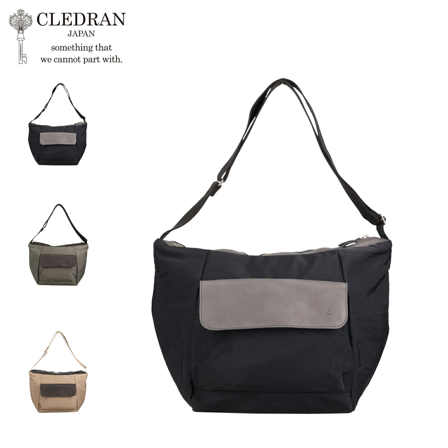 【クーポン対象外】 クレドラン CLEDRAN バッグ ショルダーバッグ メンズ レディース 斜めがけ 大人 軽量 LIMO LEATHER FLAP SHOULDER ブラック グレー ダーク ベージュ 黒