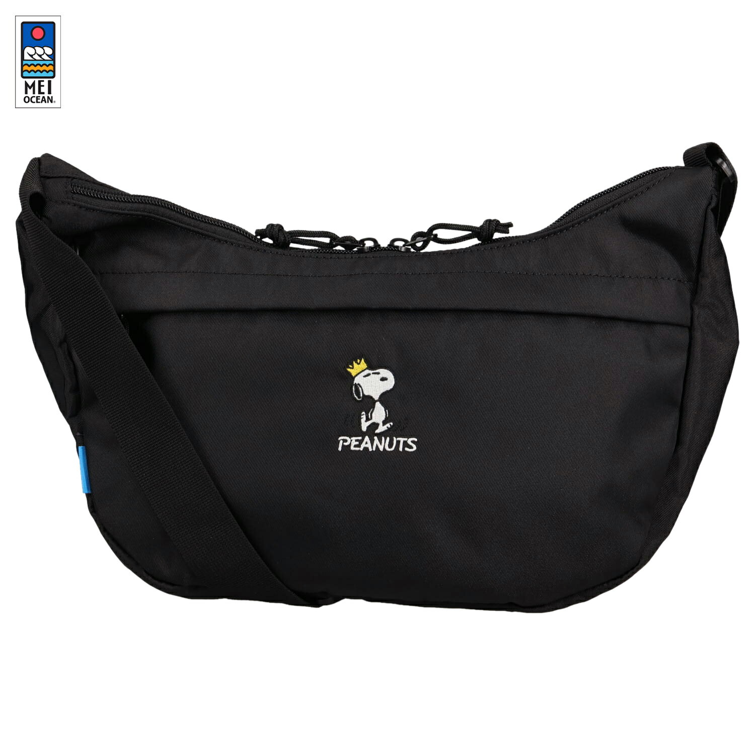 【最大1000円OFFクーポン発行中】 MEI OCEAN メイ オーシャン ショルダーバッグ メンズ レディース 斜めがけ 大人 軽量 ピーナッツ PEANUTS チャーリーブラウン コラボ スヌーピー75周年モデル ブラック 黒 62107