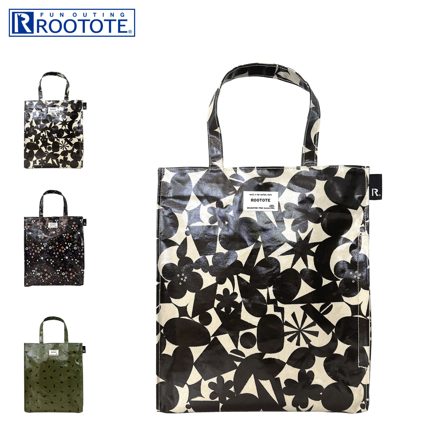 ルートート ROOTOTE バッグ トートバッグ EU.アーキャトル.ラミネート-S レディース A4 軽量 撥水 大容量 ブラック カーキ 黒 3600