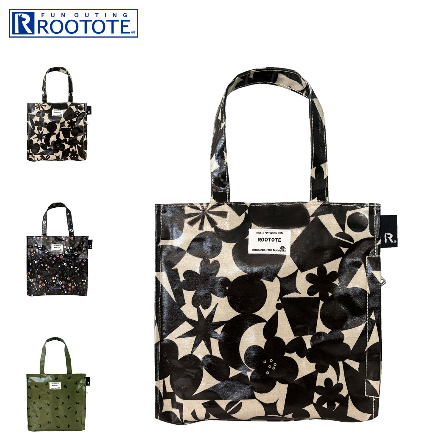 ルートート ROOTOTE バッグ トートバッグ EU.スクエア.ラミネート-S レディース 軽量 撥水 ブラック カーキ 黒 3601