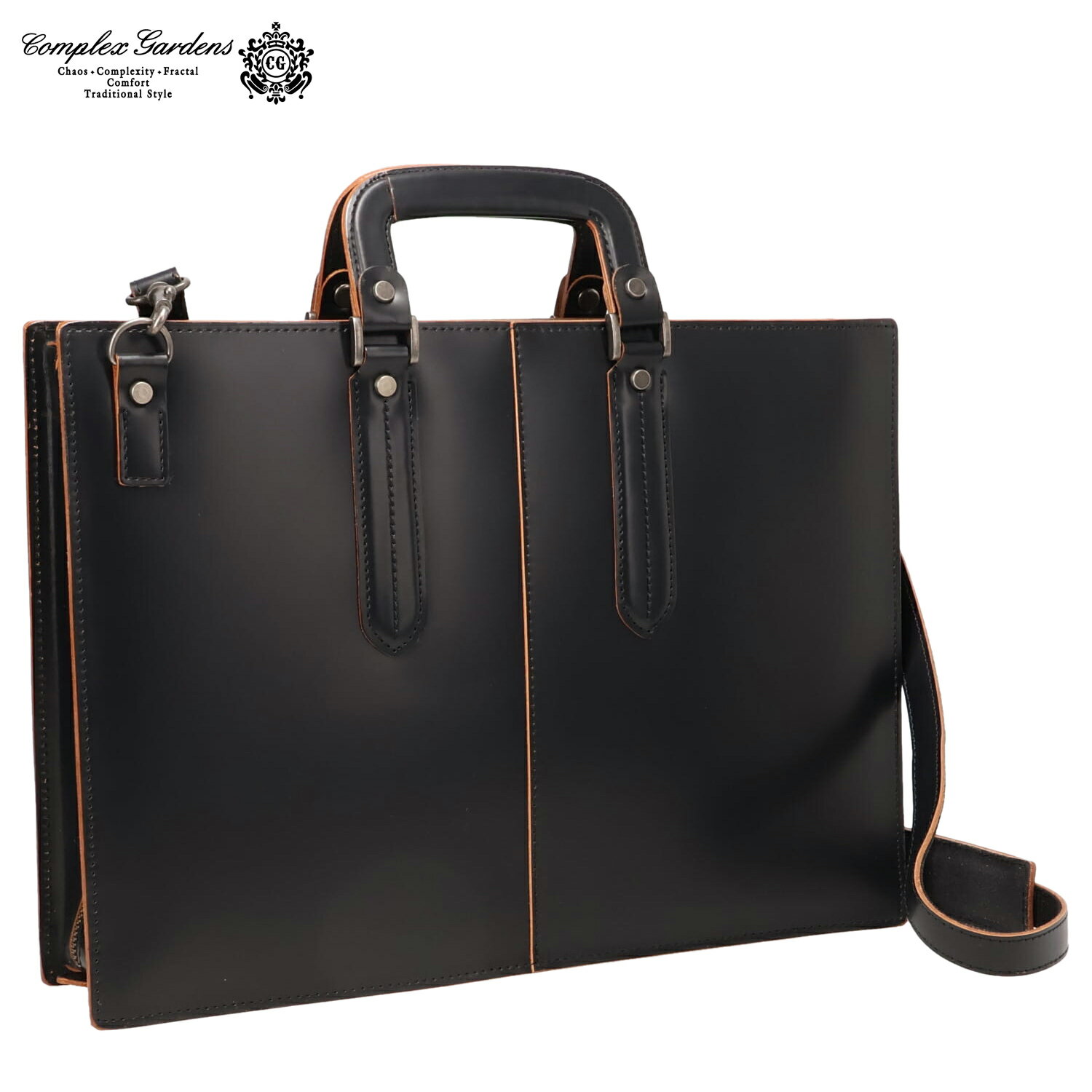 【最大1000円OFFクーポン発行中】 コンプレックスガーデンズ COMPLEX GARDENS バッグ ブリーフケース ビジネスバッグ 枯淡/コタン メンズ A4 本革 牛革 斜めがけ フルオープン 日本製 KOTAN ブラック 黒 3703