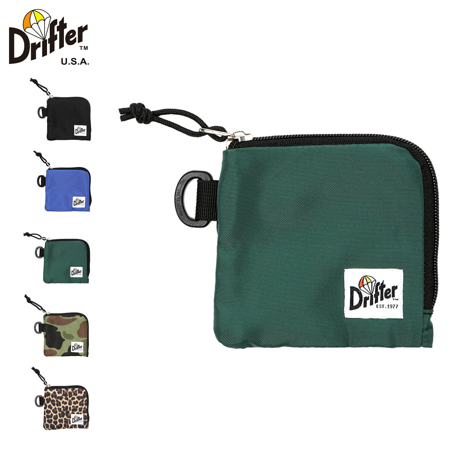  ドリフター Drifter コインケース 小銭入れ 財布 ミニ ショルダー メンズ レディース L字ファスナー 薄い 斜めがけ ACTIVITY PURSE ブラック ブルー グリーン カモ レオパード 黒 DFV1360