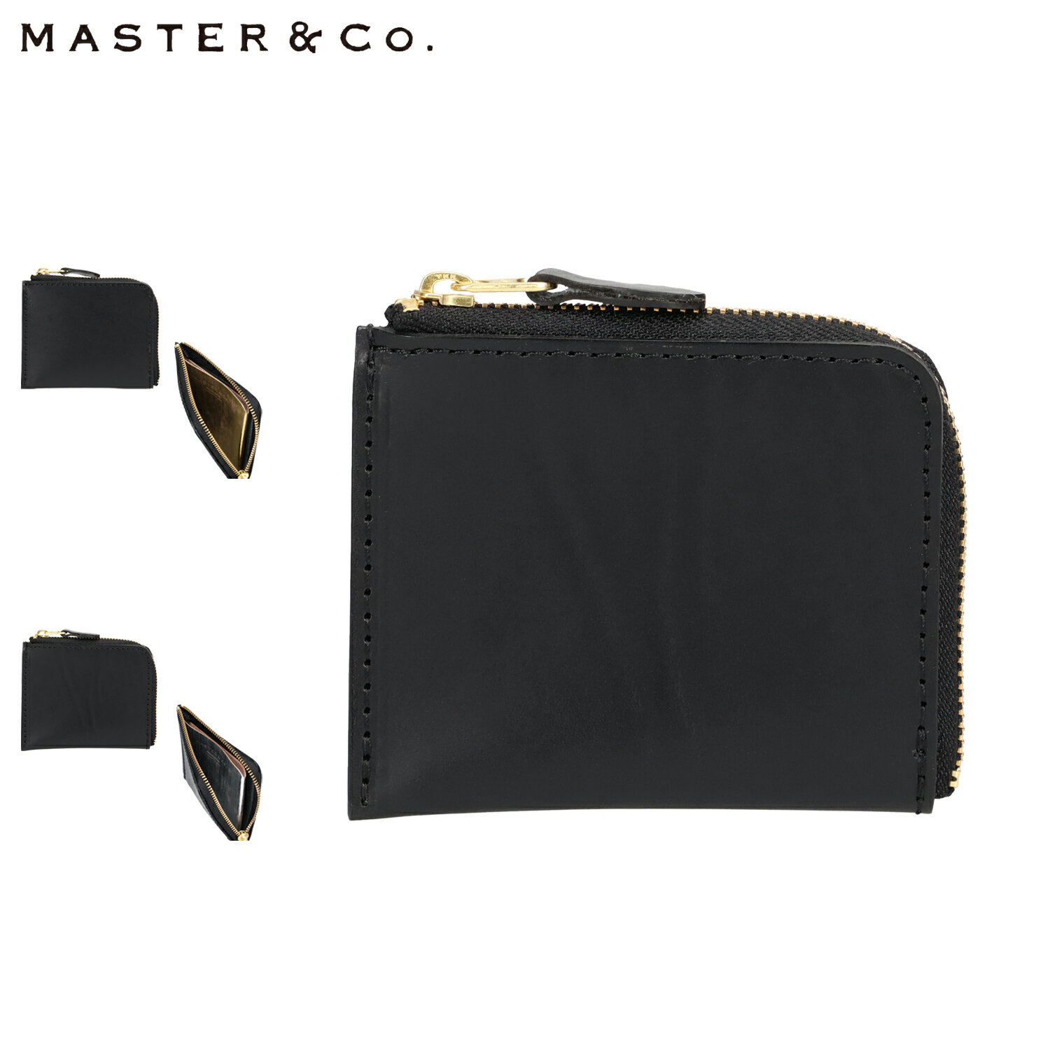 マスターアンドコー MASTER&Co. 財布 ミニ 小銭入れ コインケース メンズ レディース 本革 コンパクト 日本製 BUTTERO GLITTER MINI WALLET ブラック 黒 MC1549