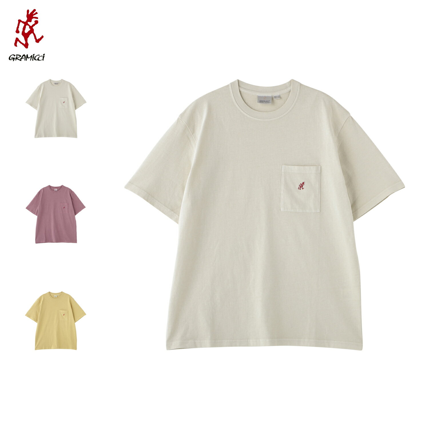 樂天商城 - グラミチ Gramicci Tシャツ 半袖 メンズ ワンポイント ピグメントダイ ONE POINT TEE PIGMENT DYED オフ ホワイト レッド イエロー G304-OGJ-PG