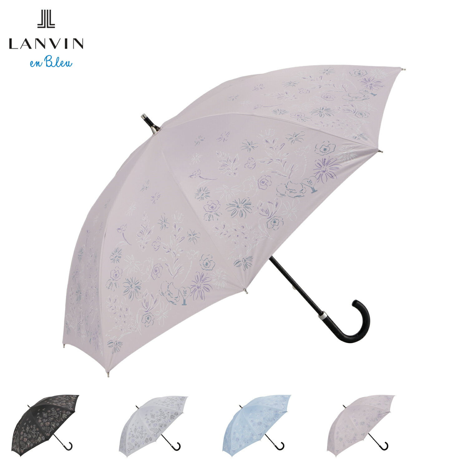 樂天商城 - LANVIN en Bleu ランバンオンブルー 日傘 雨傘 長傘 ショート傘 晴雨兼用 レディース 50cm 遮光 遮熱 軽量 ブラック グレー ブルー ピンク 黒 22-084-12472-06