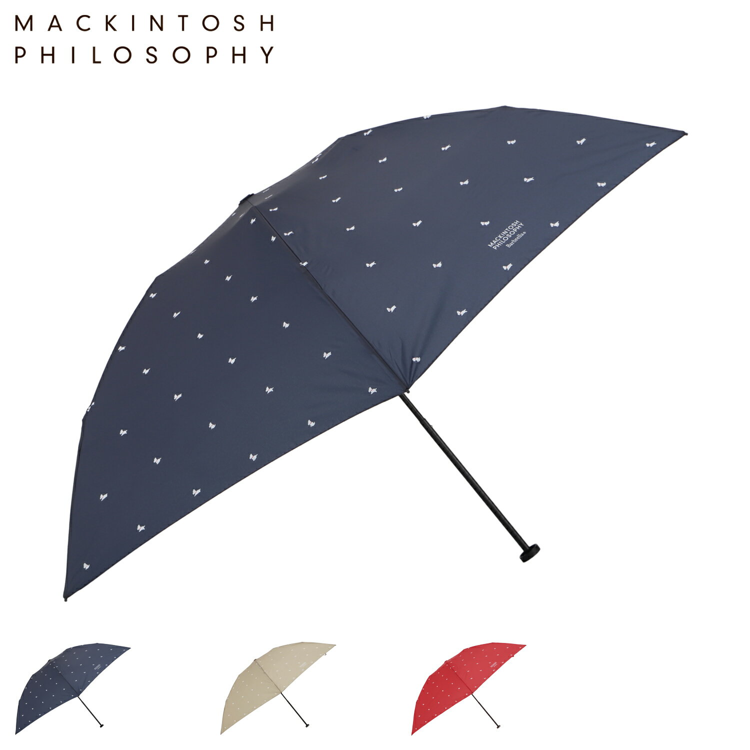 For Women - MACKINTOSH PHILOSOPHY マッキントッシュ フィロソフィー 雨傘 折りたたみ傘 バーブレラ ランニングテリア レディース 軽量 丈夫 コンパクト ネイビー ベージュ レッド 21-431-11342-02