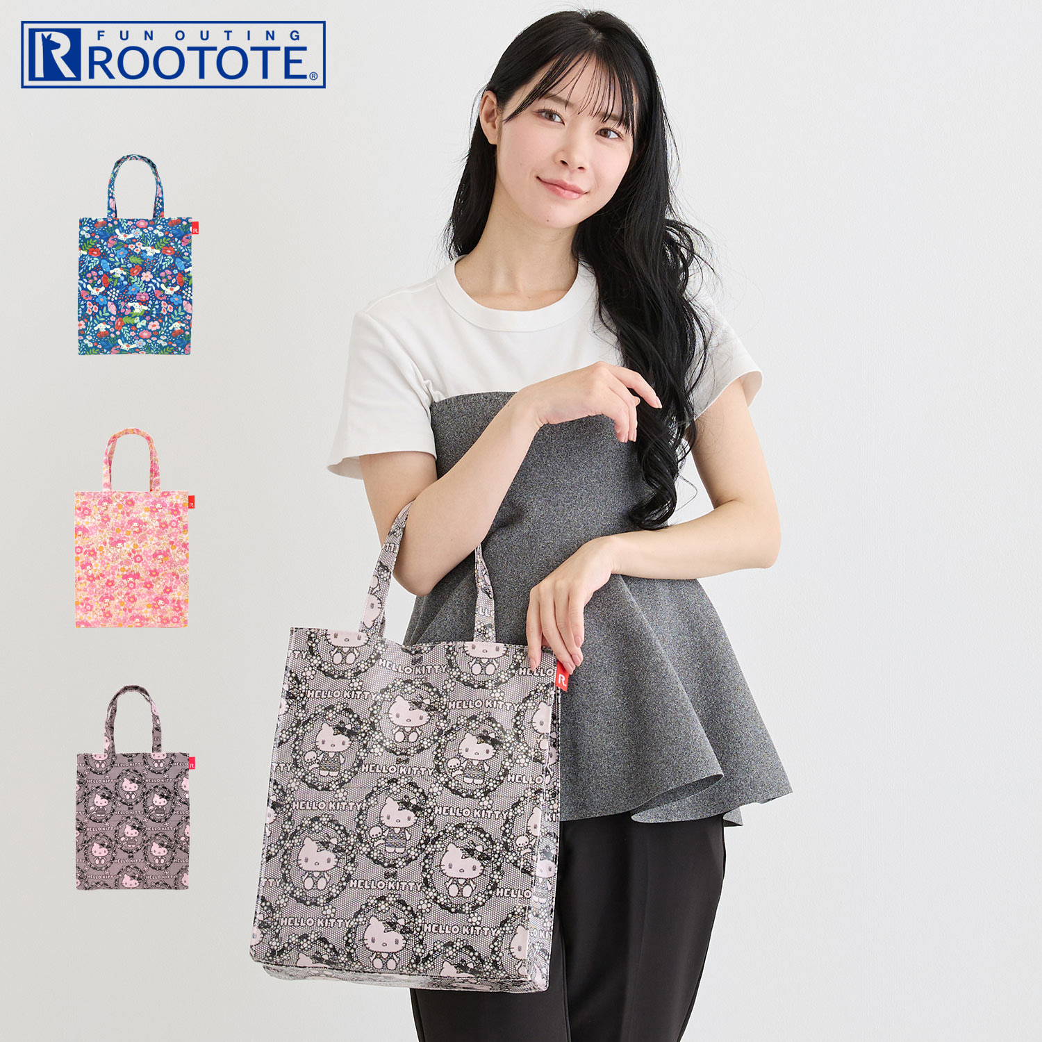 樂天商城 - ルートート ROOTOTE トートバッグ バッグ IP.A4.ラミ.サンリオキャラクターズB レディース 軽量 撥水 ブルー ピンク グレー 8471