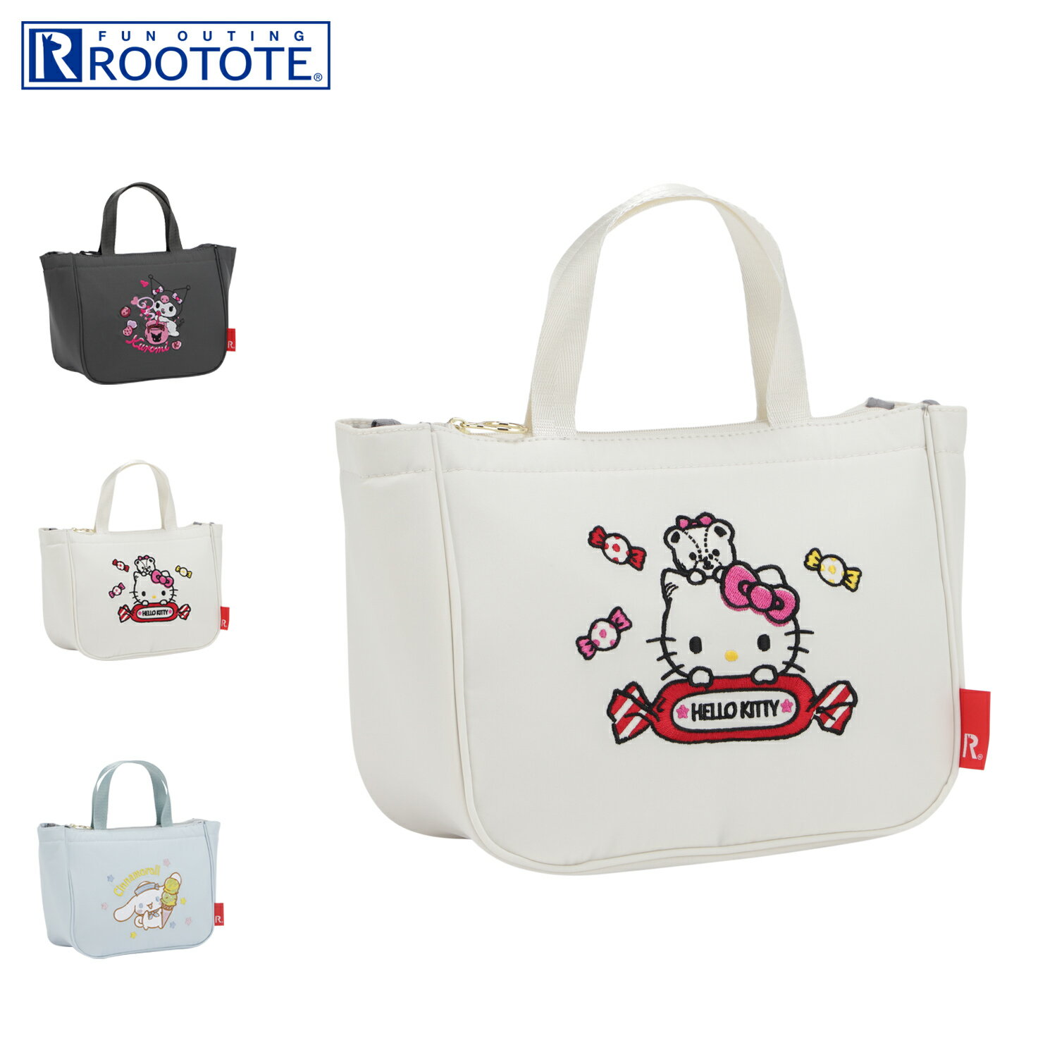 乐天商城 - ルートート ROOTOTE トートバッグ バッグ IP.TKデリ.サンリオキャラクターズ-E レディース ファスナー付き 軽量 保冷 ダック ブラウン ホワイト ライト ブルー 白 8481