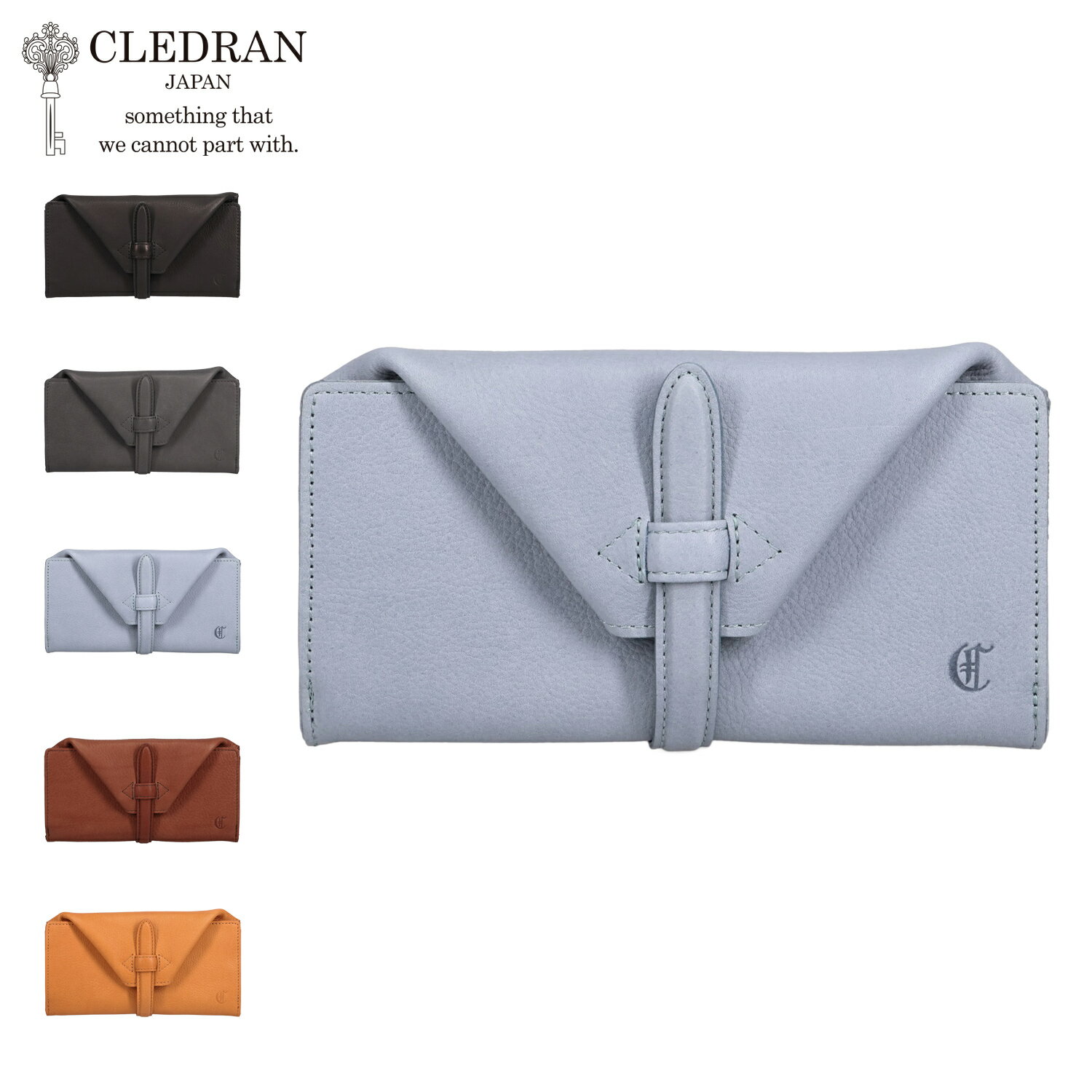 乐天商城 - クレドラン CLEDRAN 財布 長財布 レディース 薄い 本革 薄型 日本製 NOUVE POINT LONG WALLET ブラック グレー ブラウン 黒 CL4016