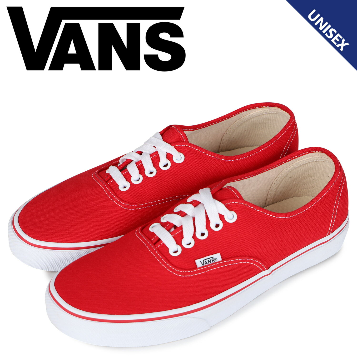 【最大1000円OFFクーポン】 ヴァンズ VANS オーセンティック スニーカー メンズ レディース バンズ AUTHENTIC VN000EE3RED 靴 レッド 赤