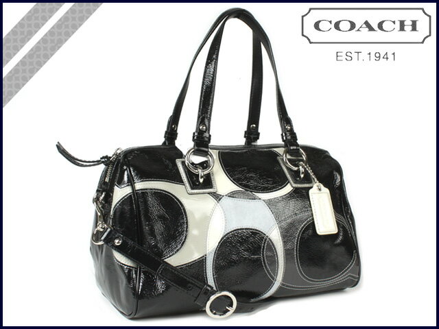 COACH Black Leather Inlaid Convertible Satchel Tote Shoulder Purse 