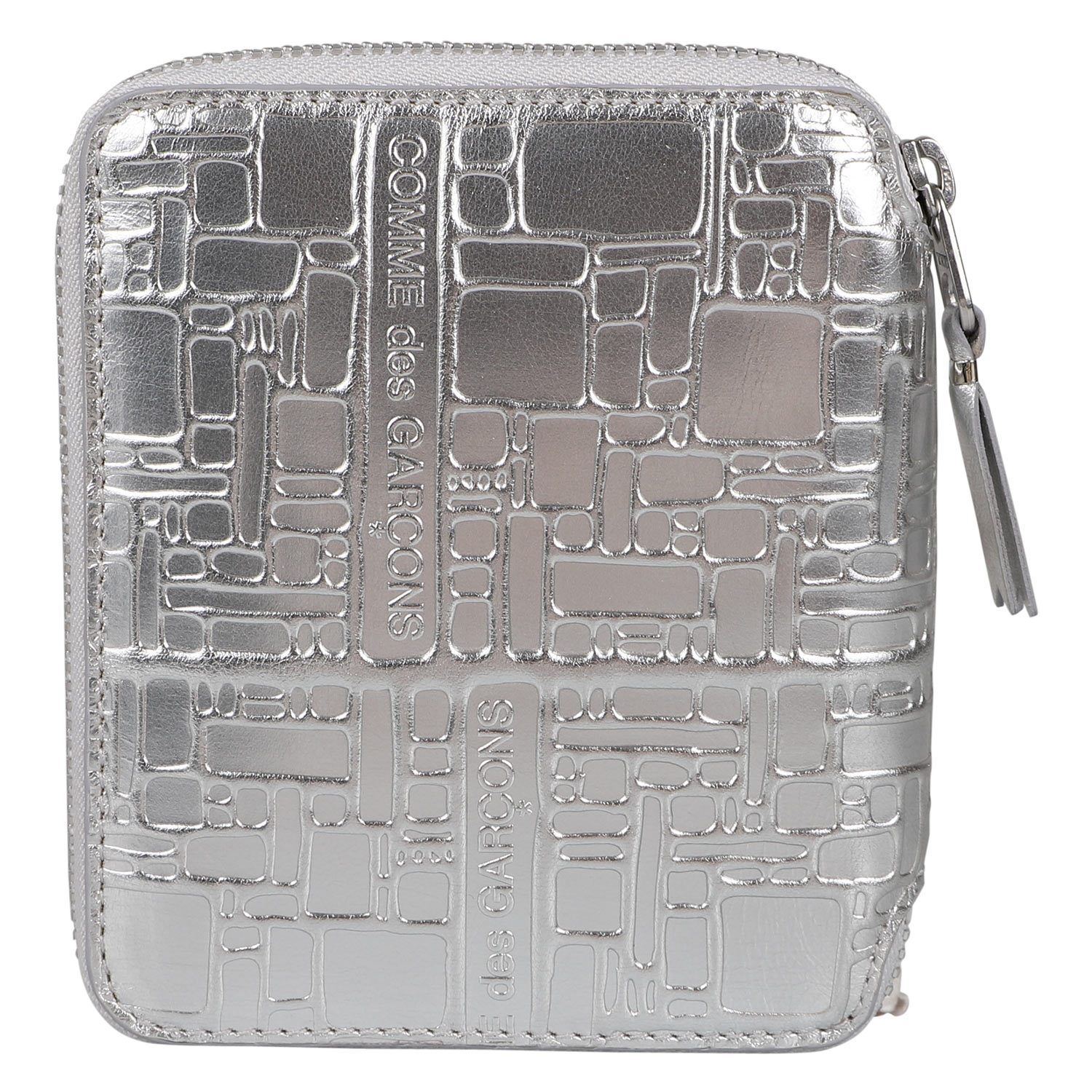 【訳あり】 COMME des GARCONS コムデギャルソン 二つ折り財布 メンズ レディース ラウンドファスナー EMBOSSED LOGOTYPE シルバー SA2100EG 【返品不可】