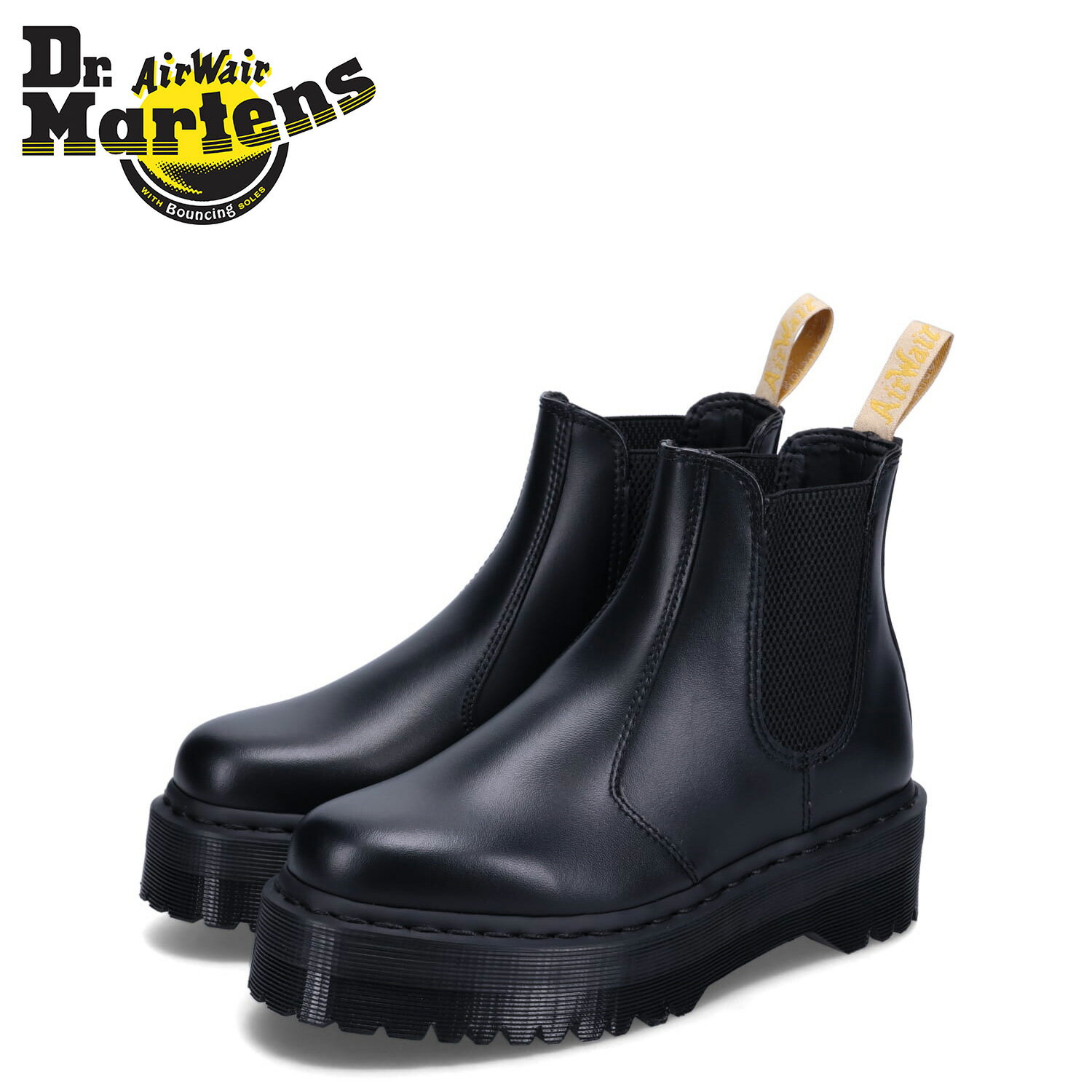 【最大1000円OFFクーポン配布中】 【訳あり】 【BOX破損】 Dr.Martens ドクターマーチン チェルシーブーツ サイドゴア メンズ 厚底 2976 QUAD PLATFORM CHELSEA ブラック 黒 27560001 【返品不可】