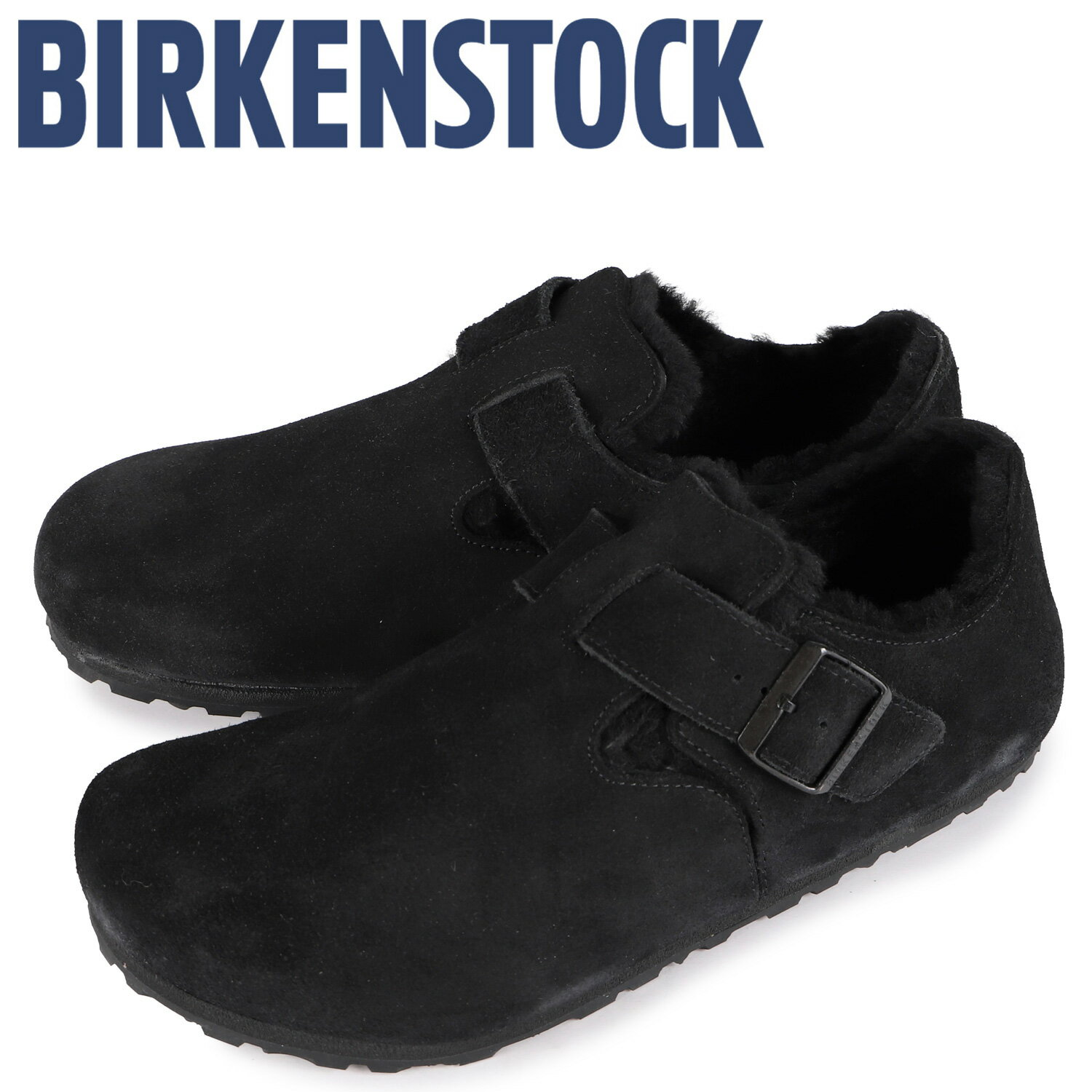 【訳あり】 BIRKENSTOCK ビルケンシュトック ロンドン サンダル クロッグサンダル メンズ レギュラー 普通幅 LONDON SHEARLING ブラック 黒 【返品不可】