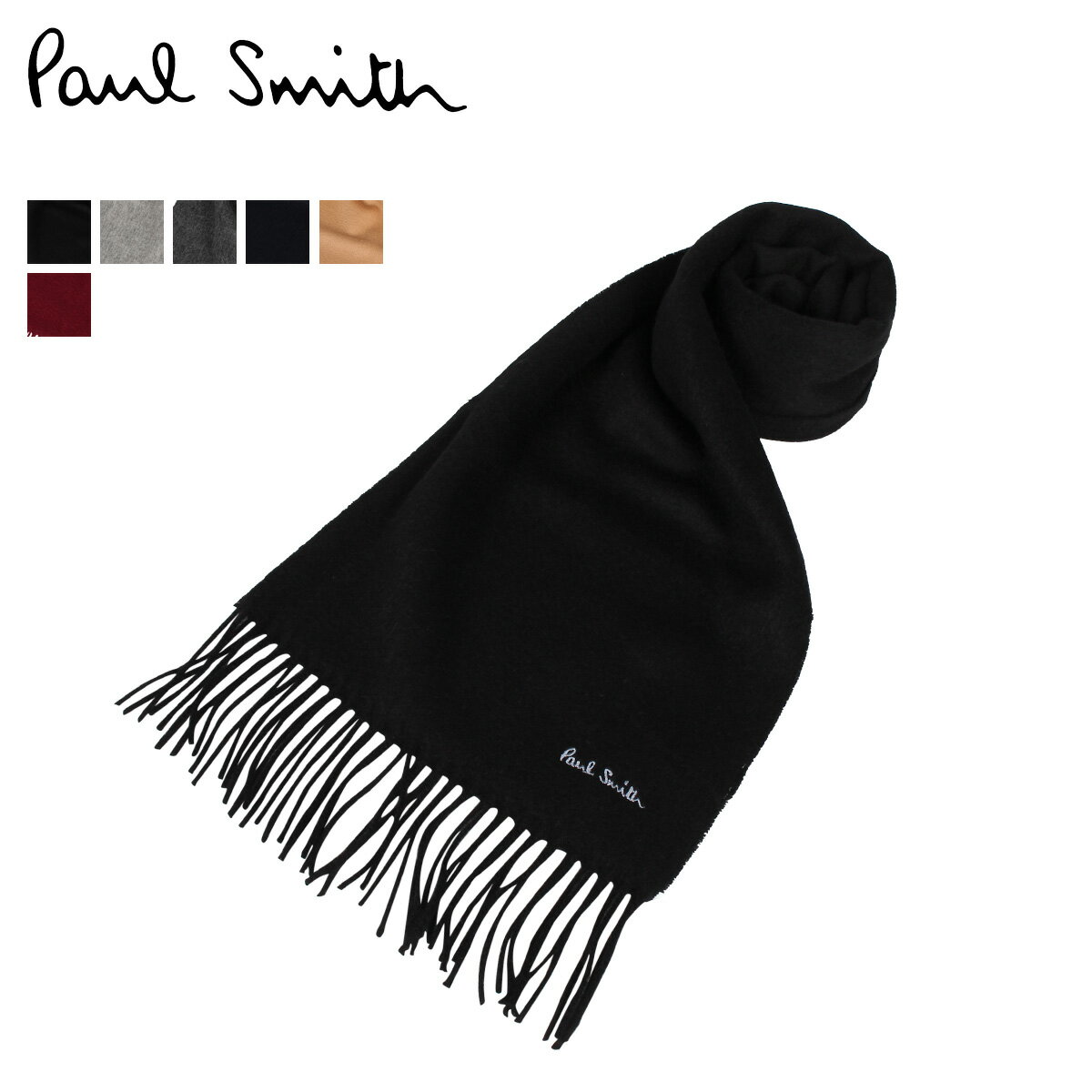 Paul Smith ポールスミス マフラー メンズ レディース MUFFLER ウール ブラック グレー チャコールグレー ネイビー ベージュ ワイン レッド 黒 933D-AS04