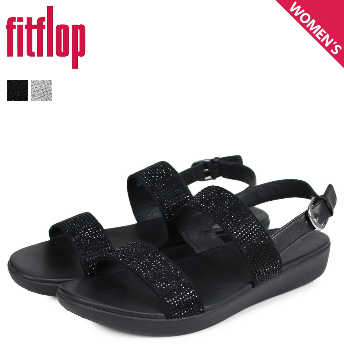 フィットフロップ FitFlop サンダル ストラップサンダル バーラ レディース BARRA CRYSTALLED ブラック シルバー 黒 Q94