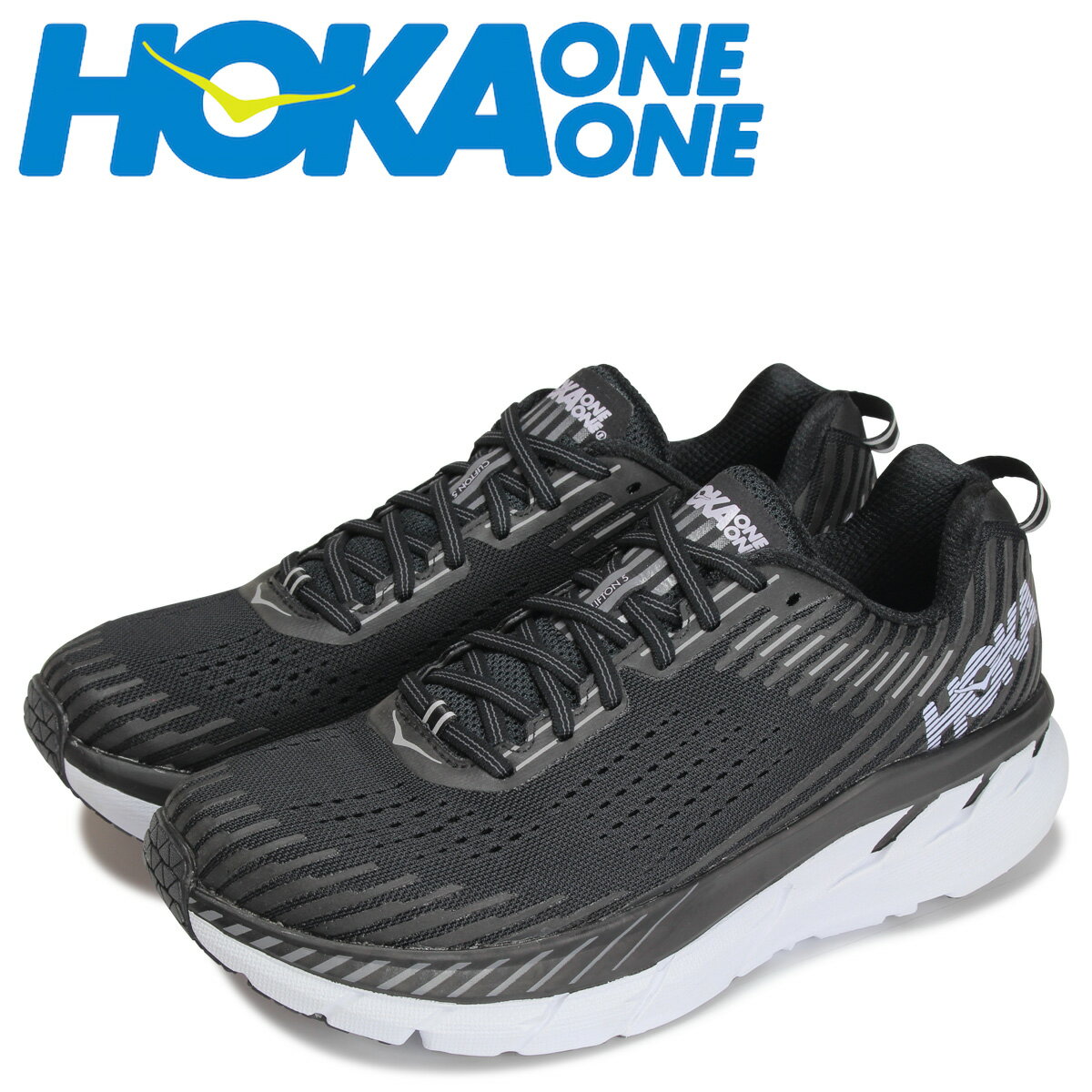 【最大1000円OFFクーポン】 ホカオネオネ HOKA ONEONE クリフトン 5 スニーカー メンズ 厚底 CLIFTON 5 ブラック 黒 1093755