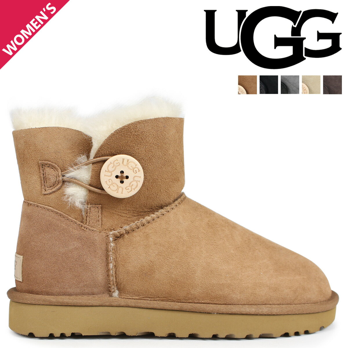 アグ UGG ブーツ ムートンブーツ ミニ ベイリーボタン 2 レディース 3352 1016422 ...