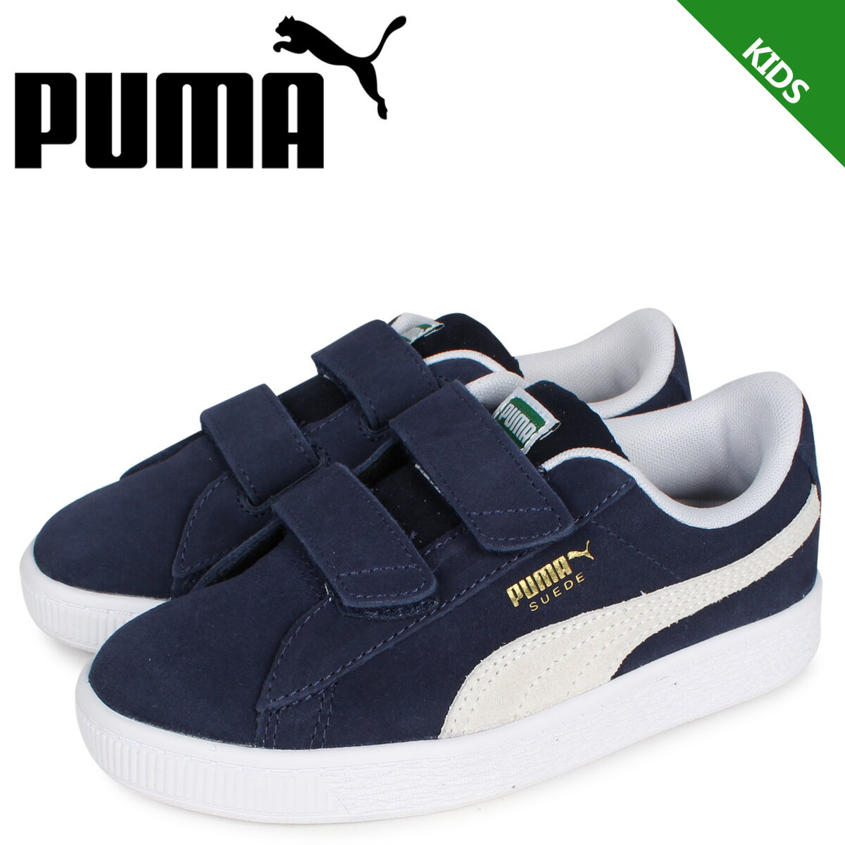 楽天シュガーオンラインショップ【最大1000円OFFクーポン配布中】 プーマ PUMA スウェード クラシック スニーカー キッズ スエード ベルクロ SUEDE CLASSIC 21 V PS ネイビー 380563-03