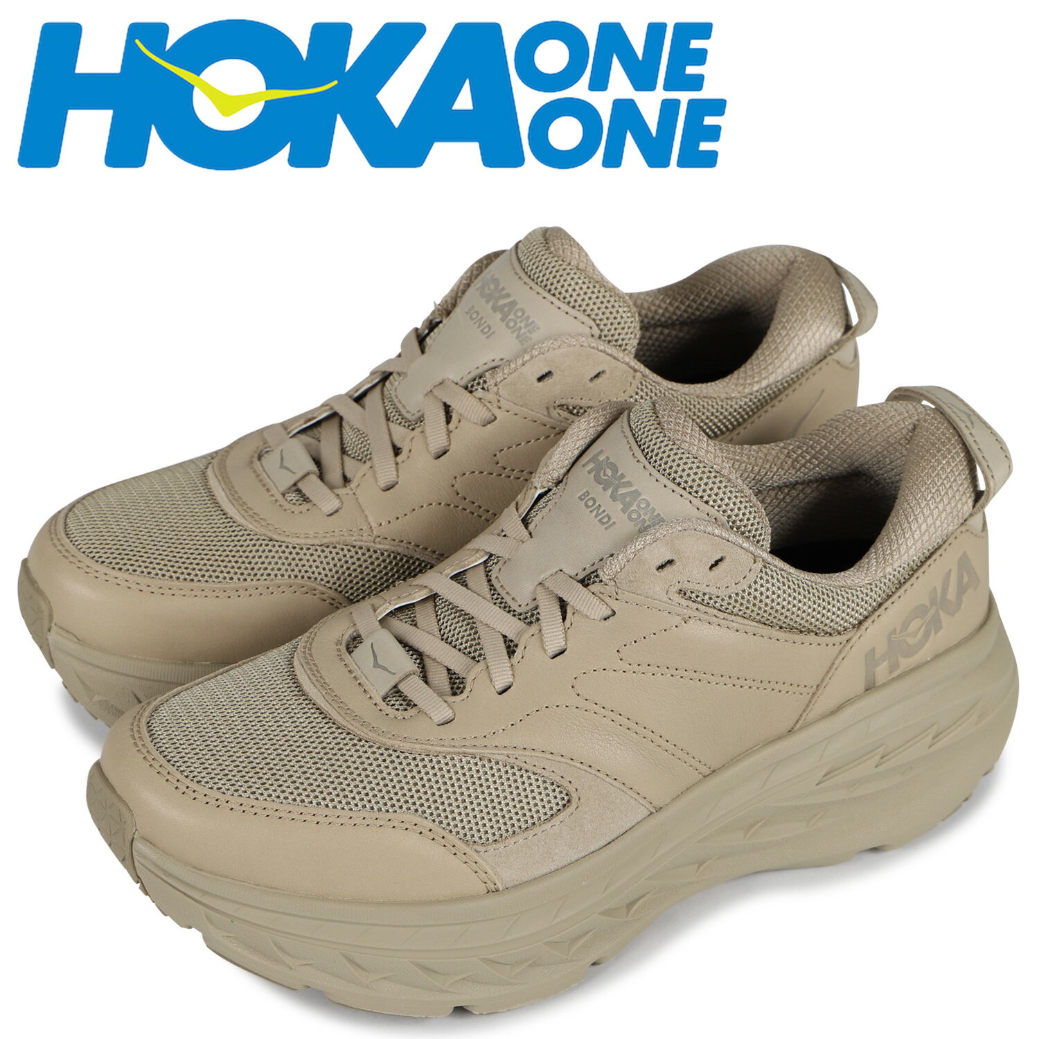 ホカオネオネ HOKA ONE ONE ボンダイ エル スニーカー メンズ BONDI L ベージュ 1110538