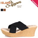  ISLAND SLIPPER アイランドスリッパ プラットフォーム サンダル スライドサンダル レディース スエード PLATFORM ブラック ブラウン 黒 P223UNS