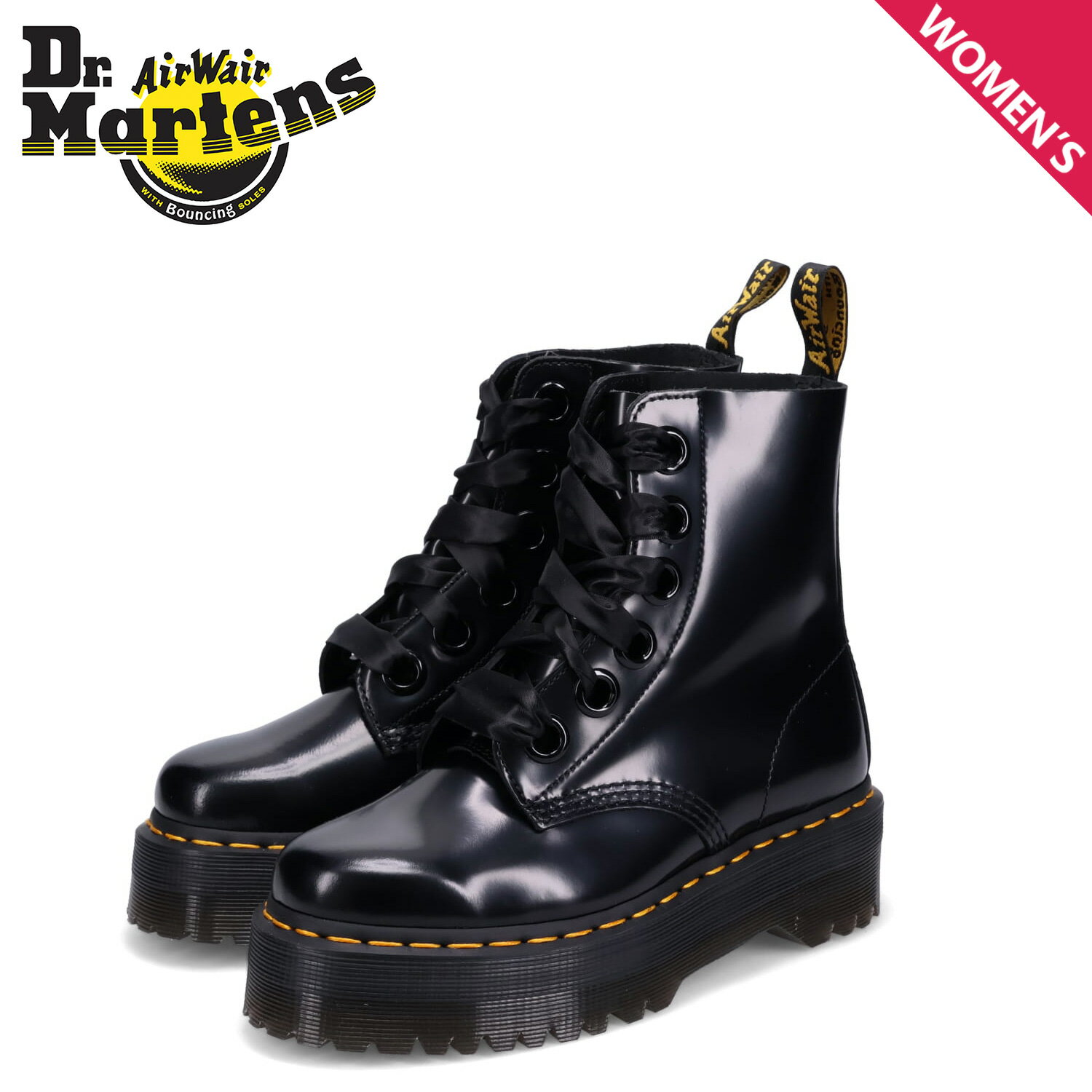 【最大1000円OFFクーポン発行中】 Dr.Martens ドクターマーチン 6ホール ブーツ モリー レディース 厚底 MOLLY ブラック 黒 24861...
