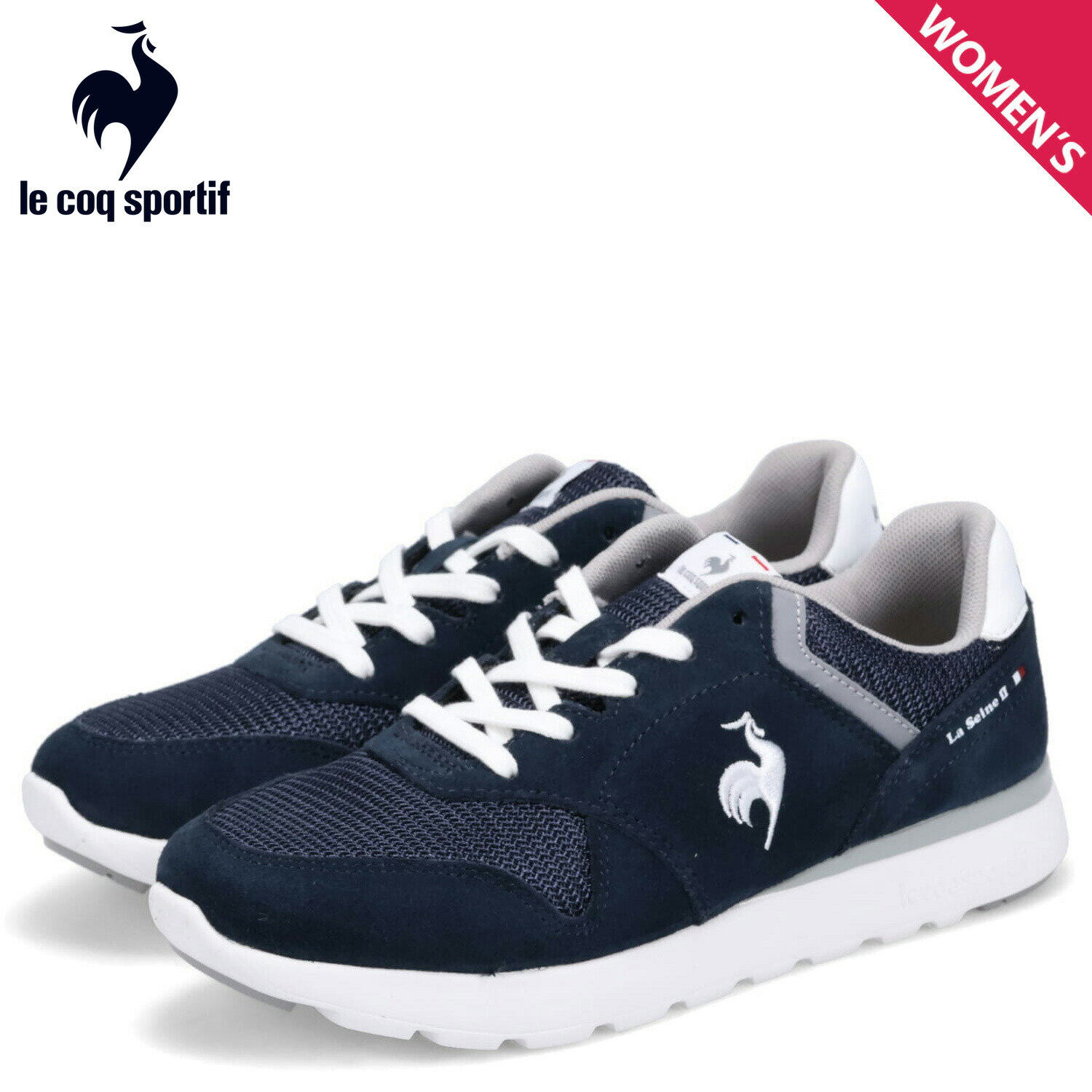  le coq sportif ルコック スポルティフ スニーカー ラ セーヌ 2 ワイド レディース 軽量 スエード LA SEINE II WIDE ネイビー QL3VJC04NW