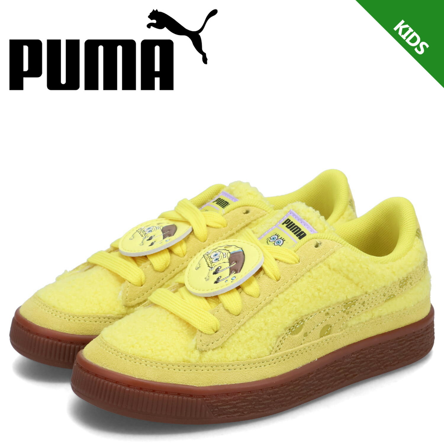 プーマ PUMA スウェード スニーカー キッズ スポンジ ボブ コラボ スエード SPONGEBOB SUEDE イエロー ..