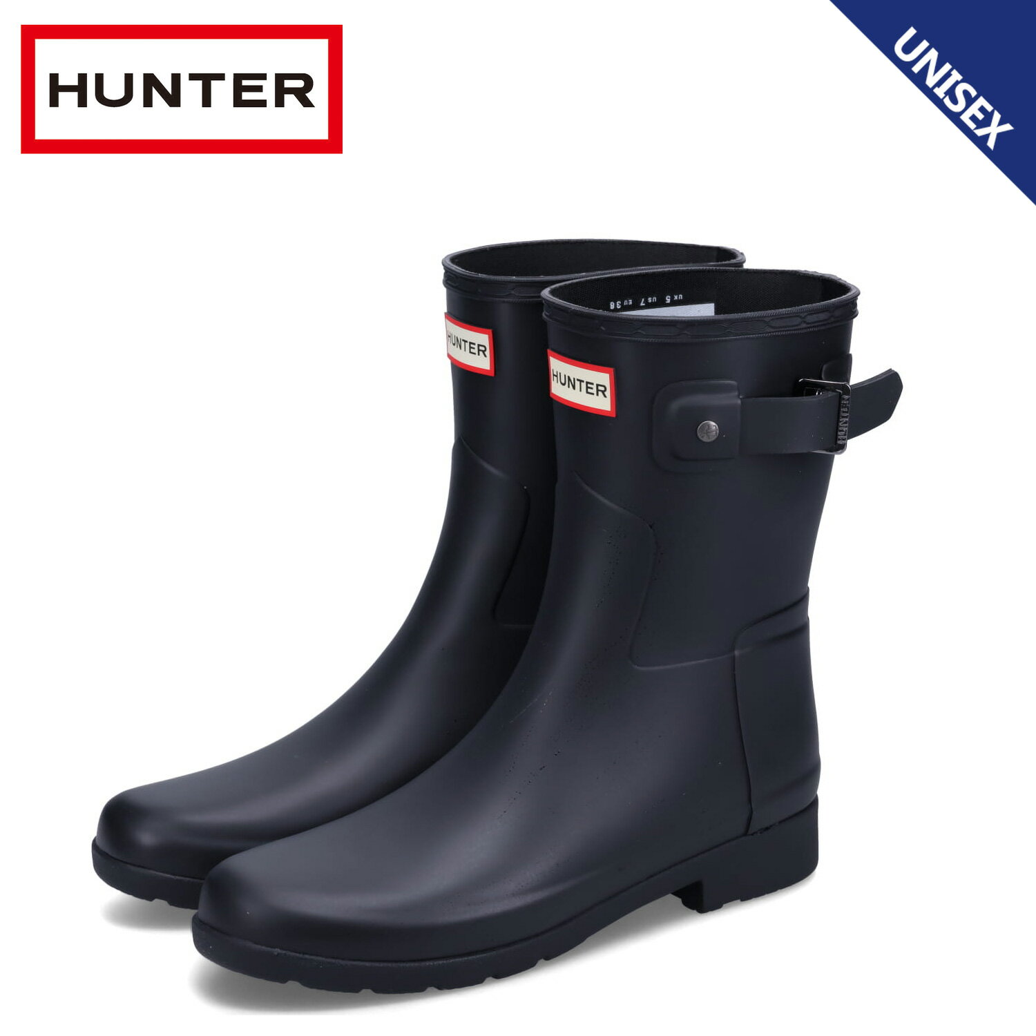 ハンター 【最大1000円OFFクーポン配布中】 HUNTER ハンター レインブーツ ショートブーツ リファインド レディース 防水 REFINED SHORT BOOTS ブラック 黒 WFS2200RMA