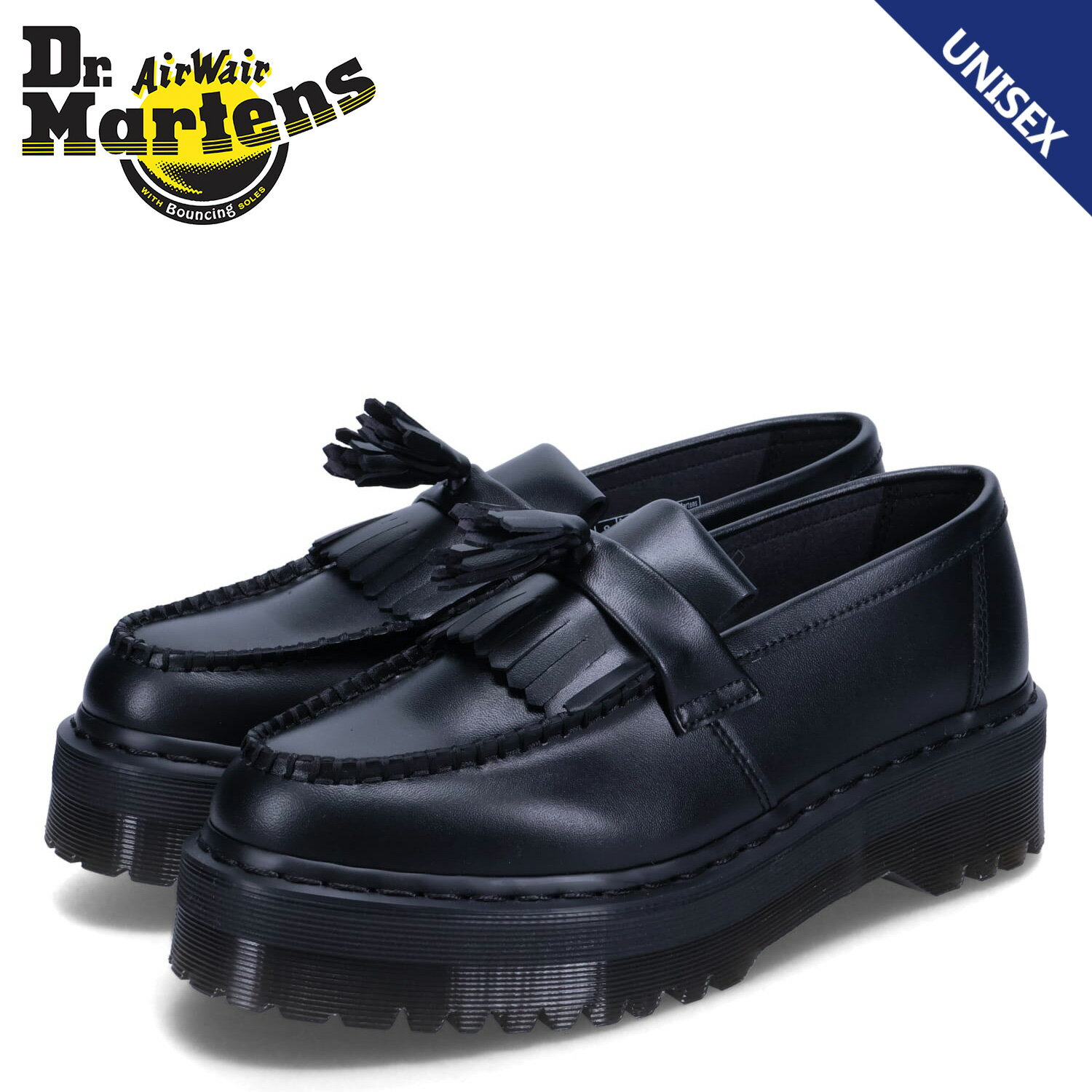 Dr.Martens ドクターマーチン タッセルローファー ビーガン エイドリアン フェリックス プラットフォーム メンズ レディース 厚底 VEGAN ADRIAN FELIX PLATFORM TASSEL LOAFERS ブラック 黒 30648001