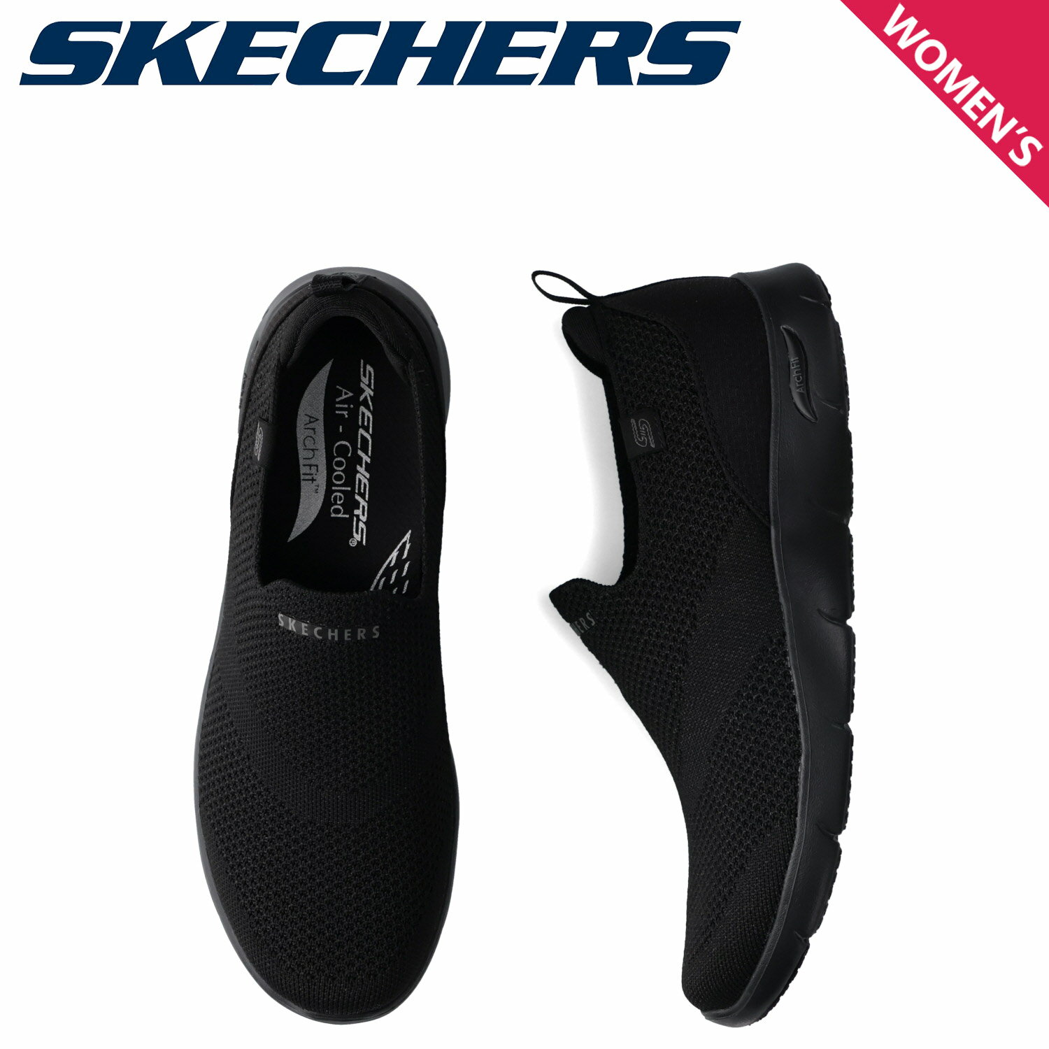  SKECHERS スケッチャーズ アーチフィット リファイン アイリス スニーカー スリッポン レディース ARCH FIT REFINE IRIS ブラック 黒 104545