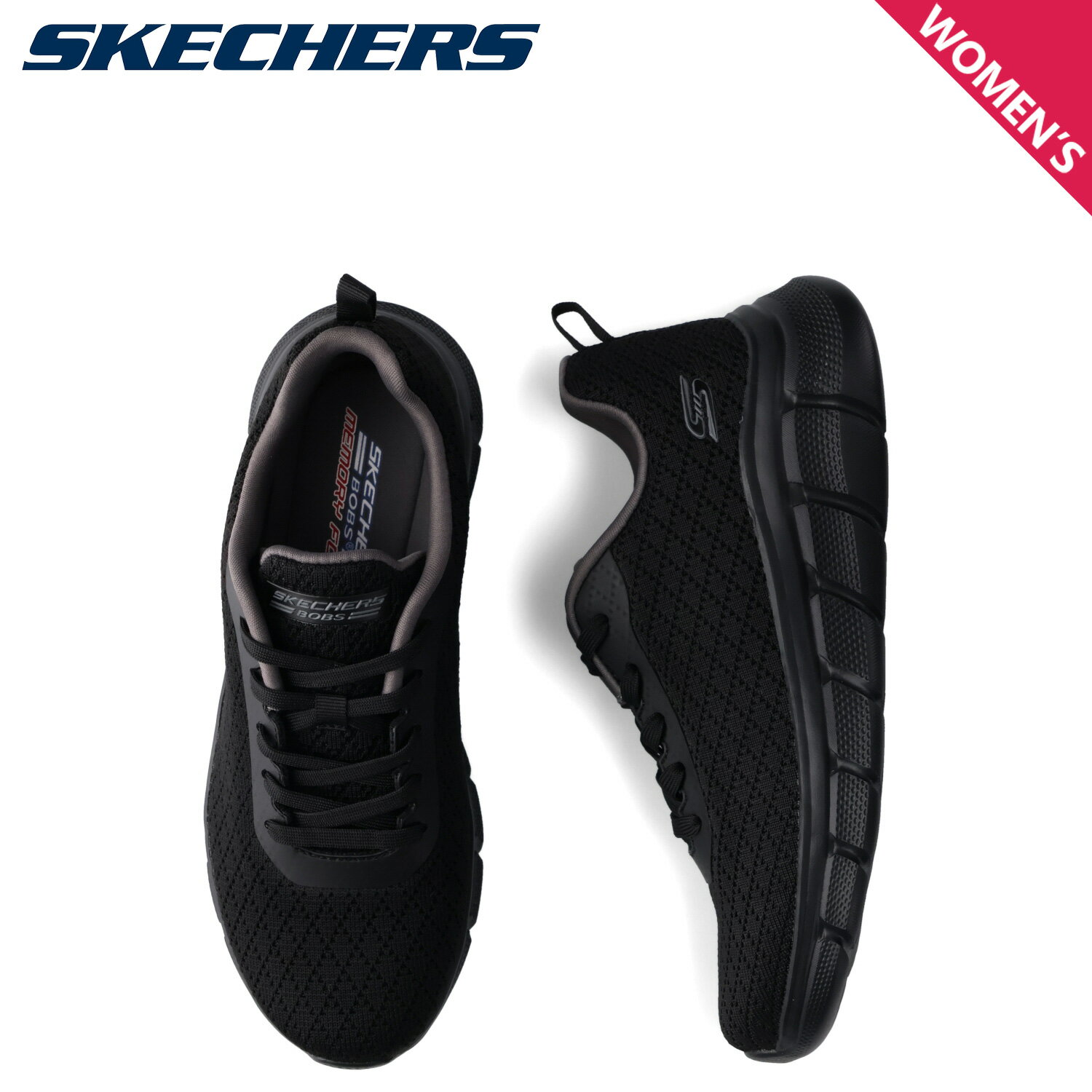 【最大1000円OFFクーポン配布中】 SKECHERS スケッチャーズ スニーカー ボブス ビー フレックス クイック ピボット レディース BOBS B FLEX QUICK PIVOT ブラック 黒 117328