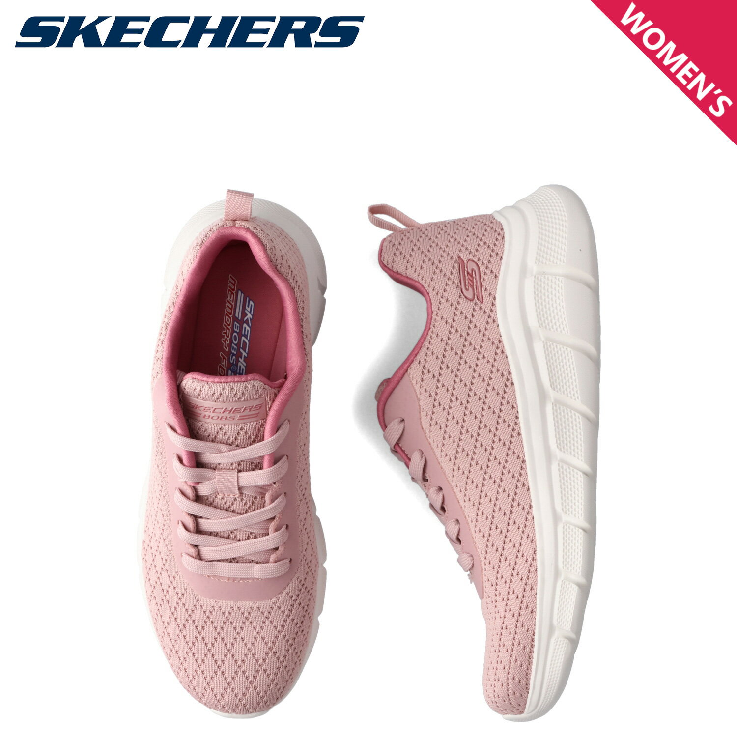 【最大1000円OFFクーポン配布中】 SKECHERS スケッチャーズ スニーカー ボブス ビー フレックス クイック ピボット レディース BOBS B FLEX QUICK PIVOT ピンク 117328