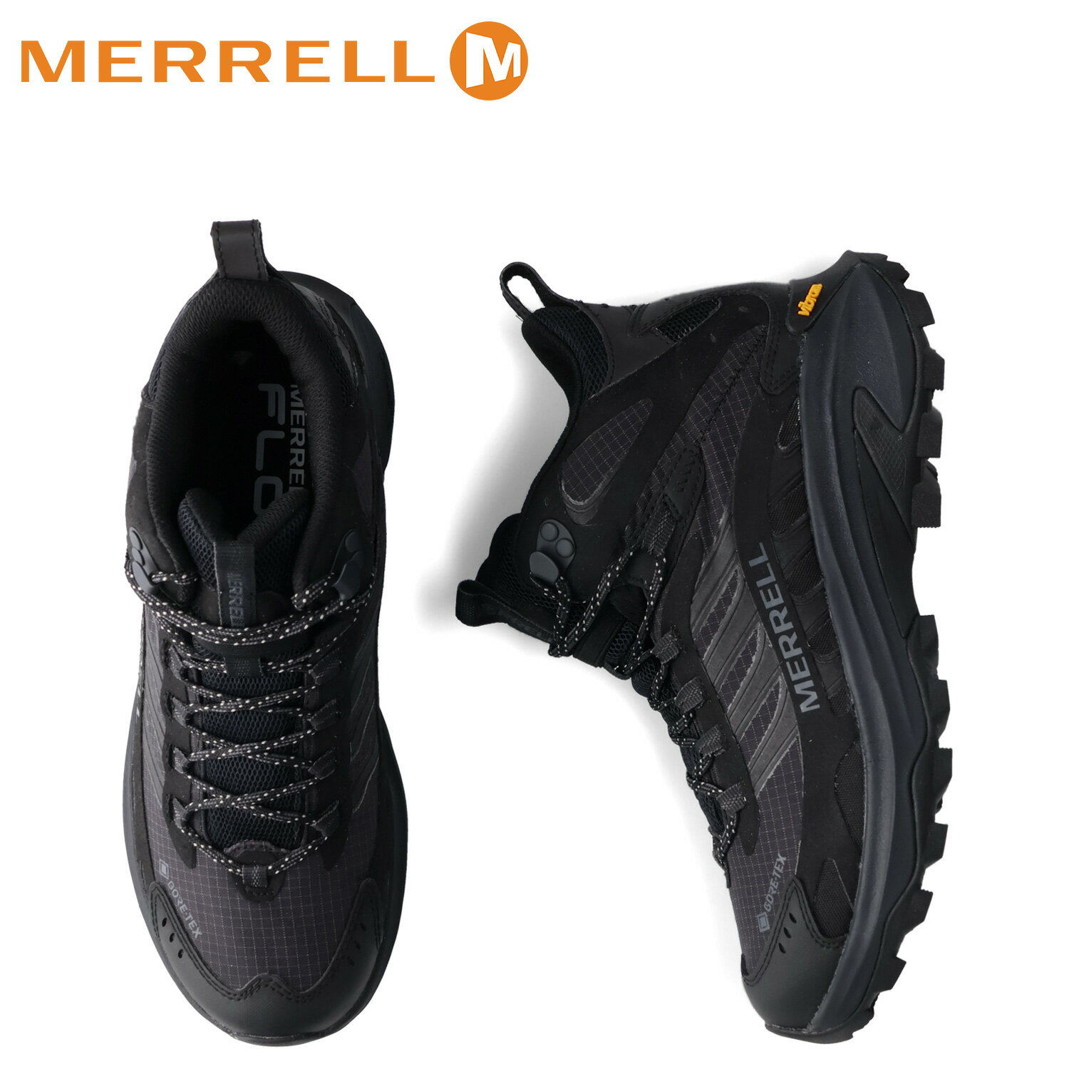 【最大1000円OFFクーポン配布中】 MERRELL メレル ハイキングシューズ ブーツ ウォーキング モアブ スピード 2 ゴアテックス メンズ MOAB SPEED 2 MID GORE-TEX ブラック 黒 J037501