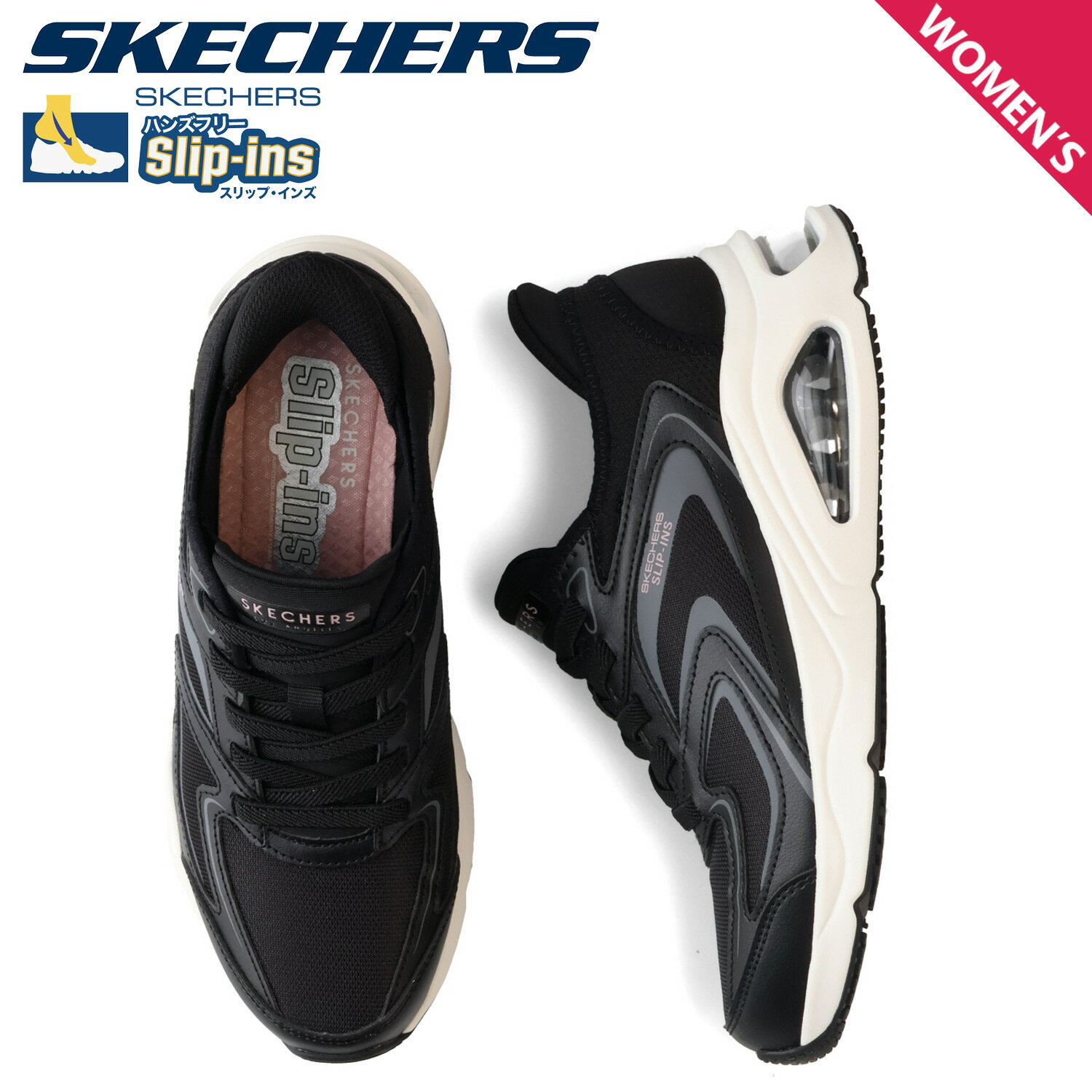 SKECHERS スケッチャーズ スリップインズ トレスエア ウノ イージーグライド スニーカー レディース SLIP-INS TRES AIR UNO EZ GLIDE ブラック 黒 177408