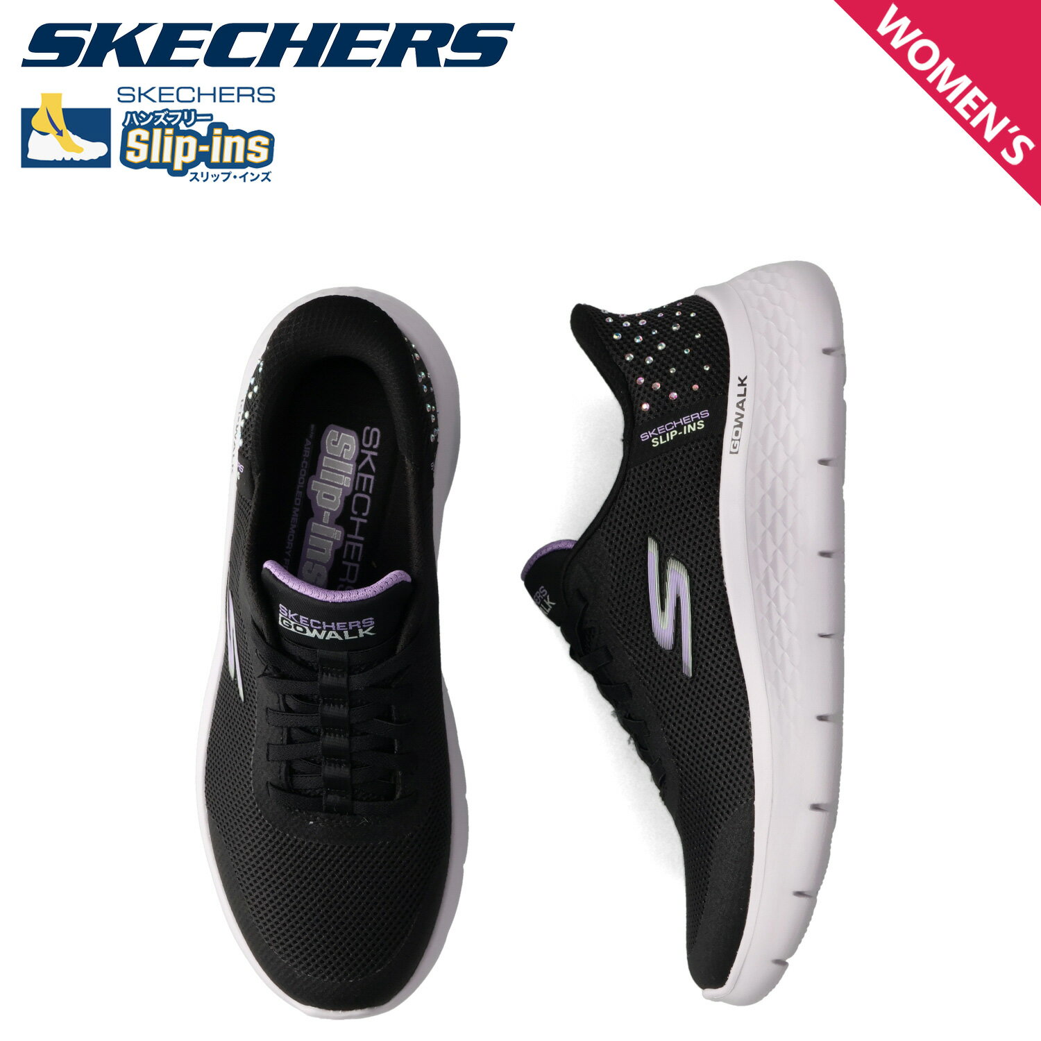 SKECHERS スケッチャーズ スリップインズ ゴーウォーク フレックス クリスタ スニーカー レディース SLIP-INS GOWALK FLEX-KRYSTA ブラック 黒 125502