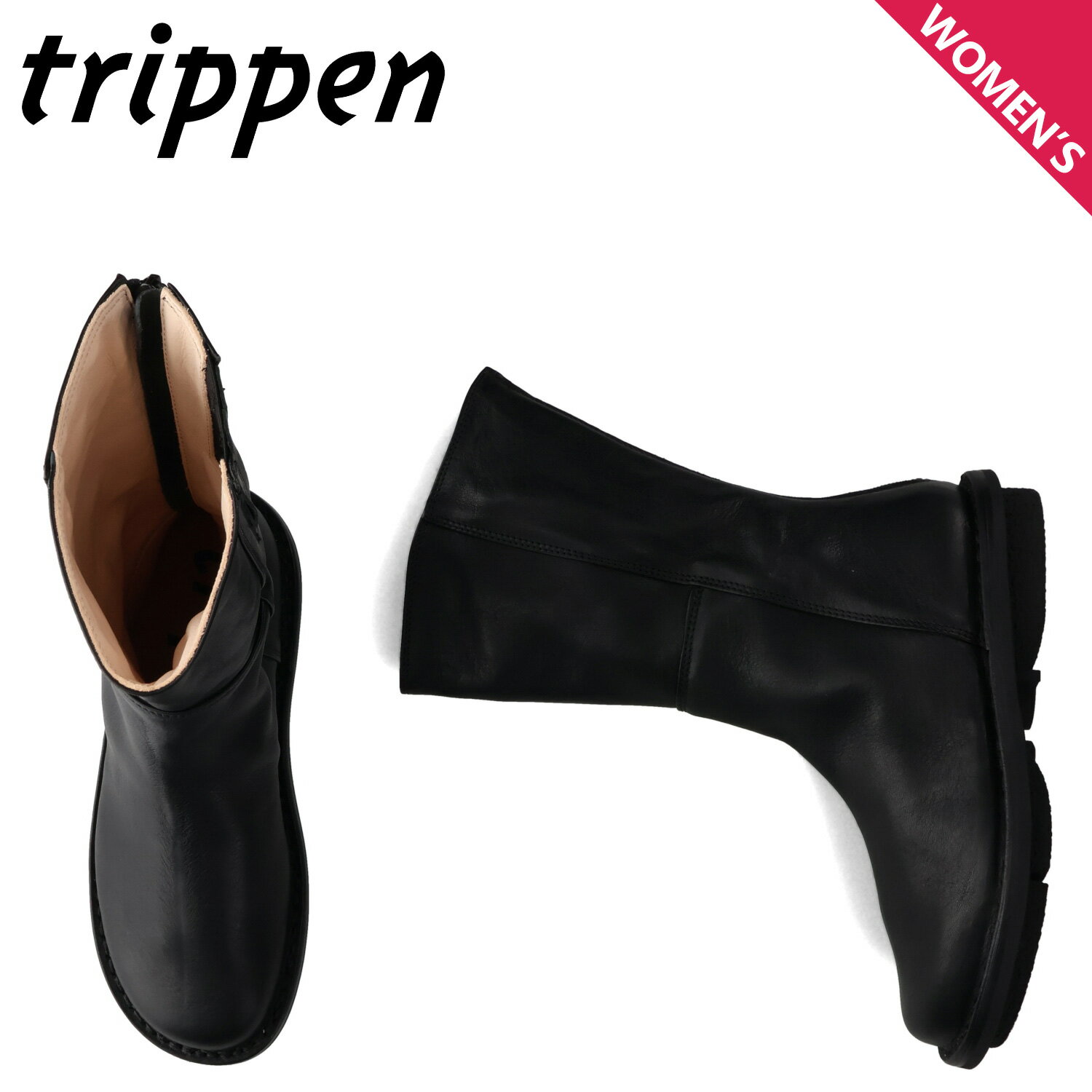 【最大1000円OFFクーポン発行中】 トリッペン trippen ブーツ ミッドブーツ レザー レディース 本革 MIDBOOT-SAT252 ブラック 黒 ...