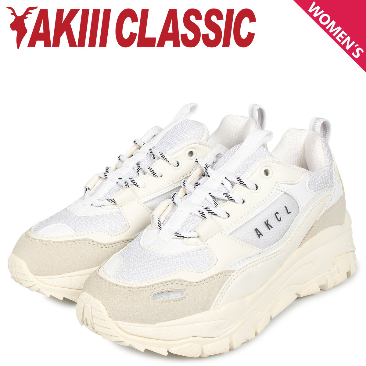 AKIII CLASSIC アキクラシック アーバン トラッカー スニーカー ダッドシューズ レディース 厚底 URBAN TRACKER ホワイト 白 AKC-0003