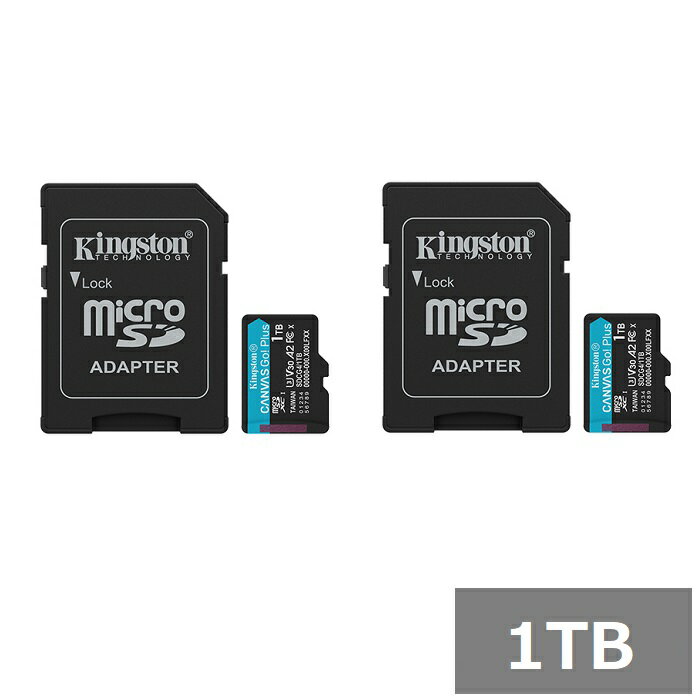 アクションカメラ、ドローン、およびAndroidデバイスに最適なキングストンのマイクロSDカード Kingston の Canvas Go!Plus microSD は、外出先で高いパフォーマンスを求める冒険好きやモバイルゲーマー向けに設計されています。最大200MB/秒の超高速転送速度により、ワークフローが効率化され、撮影や制作に多くの時間を費やすことができます。 アクションカメラやドローン向けに最適化された U3 および V30 の速度定格により、ペースの速いシナリオでも、驚異的な 4K Ultra-HD ビデオをスムーズかつ中断なく録画できます。エクストリームスポーツの記録でも、息を呑むような空中映像の撮影でも、Canvas Go!Plus は信頼性の高い遅延のないパフォーマンスを提供します。 モバイルゲーム愛好家にとって、A2 アプリパフォーマンスクラスは、スマートフォンやタブレットでのアプリの読み込み時間の短縮とシームレスなゲームプレイを保証します。イライラする遅延とはおさらばして、どこにいても強化されたゲーム体験をお楽しみください。 オプションの SD アダプターを使用すると、Canvas Go!Plus は汎用性を高め、さまざまな SD 対応デバイスと互換性を持たせることができます。 ブランド Kingston 型番・品名 SDCG4/1TB 容量 1TB×2セット UHSスピードクラス UHS-I U3 アプリケーションパフォーマンスクラス A2 インターフェース microSDXC ご注意 商品の仕様・デザイン・付属品・マニュアル言語（ベース英語）等は予告なく変更になる場合がございます。 商品仕様の詳細につきましては、メーカー及び代理店ページをご確認ください。 尚、商品仕様の変更に伴うご返品、ご返金につきましてはお受けできません。 万が一初期不良が発生した場合は交換・返品等の対応をさせていただきます。 対応機種間違いなどの返品・交換には一切応じられません。 配送について 代金引換はご利用いただけませんのでご了承くださいませ。 通常ご入金確認が取れてから3日&#12316;1週間でお届けいたしますが、物流の状況により2週間ほどお時間をいただくこともございます また、この商品は通常メーカーの在庫商品となっておりますので、メーカー在庫切れの場合がございます。その場合はキャンセルさせていただくこともございますのでご了承くださいませ。 送料 送料無料