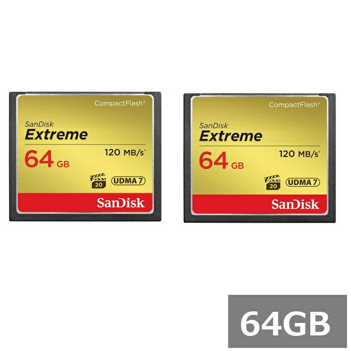 【ブラックフライデー P5倍】 【2セット】 サンディスク CFカード コンパクトフラッシュカード SDCFXSB-064G-G46 Extreme 64GB ...