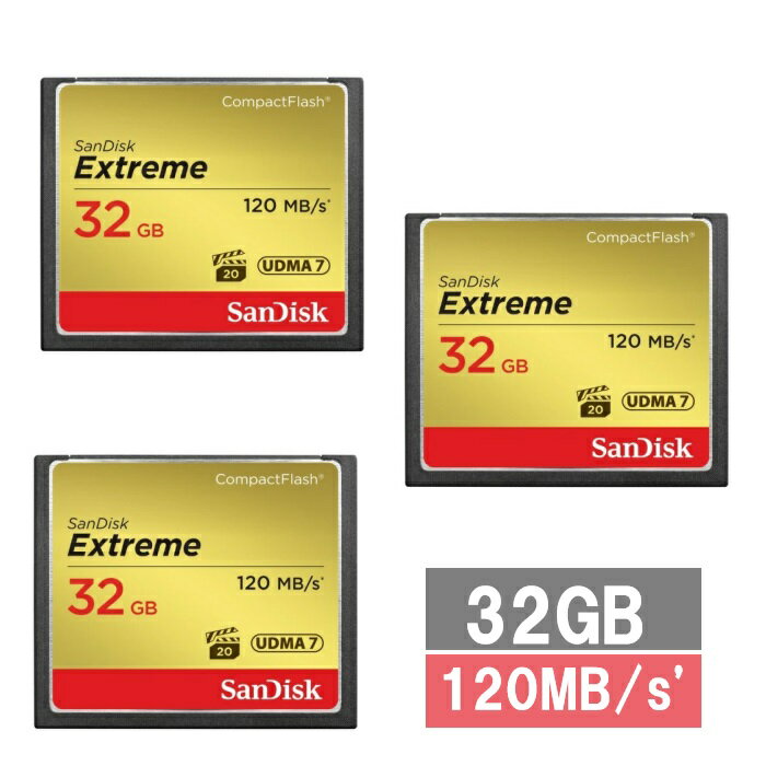 【ブラックフライデー P5倍】 【3セット】 サンディスク CFカード コンパクトフラッシュカード SDCFXSB-032G-G46 Extreme 32GB ...