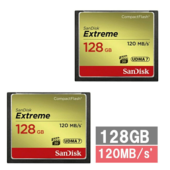 【ブラックフライデー P5倍】 【2セット】 サンディスク CFカード コンパクトフラッシュカード SDCFXSB-128G-G46 Extreme 128GB...