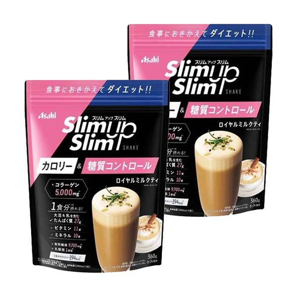 【2セット】 アサヒ スリムアップスリム シェイク ロイヤルミルクティー 360g ASAHI 美容 コラーゲン 乳酸菌 糖質 コントロール 1食 置き換え パウチタイプ ミルクティー味