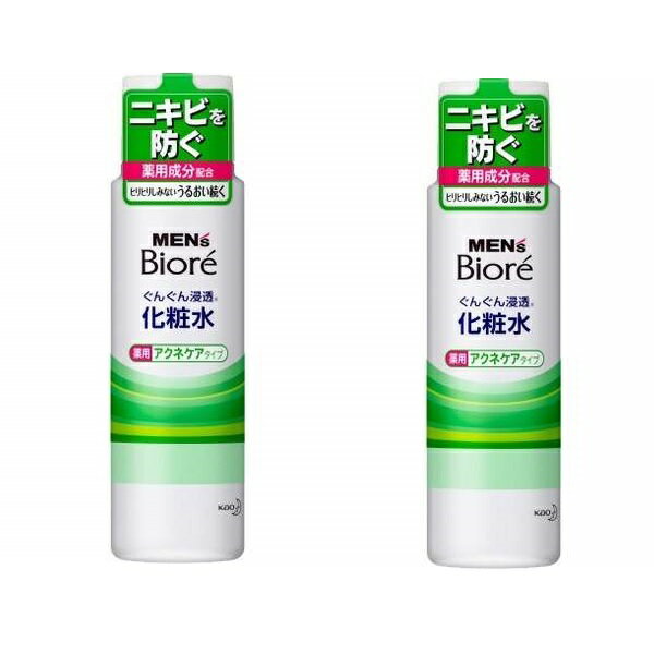   メンズビオレ 浸透化粧水 薬用 アクネケアタイプ 180ml ×2セット biore 花王 洗顔 スキンケア フェイスケア 化粧水 ベタつき さっぱり しっとり ニキビ予防 ノンアルコール ヒアルロン酸 まとめ買い