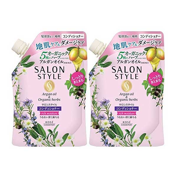 【マラソン中 P5倍】 【2セット】 サロンスタイル コンディショナー リッチモイスチュア つめかえ用 360mL SALON STYLE しっとり つや髪 つややか うるおい まとまる ヘアケア ダメージヘア サロン おすすめ コーセー オーガニックハーブ アルガンオイル キューティクル