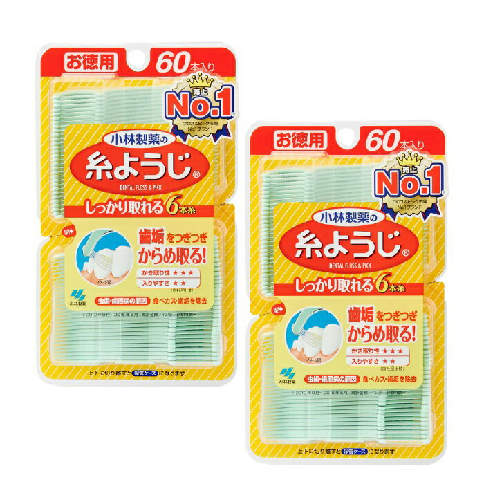 【2セット】 糸ようじ 60本入 デンタルピック オーラルケア 歯間ようじ 歯垢 歯間ケア 歯間の汚れ 奥歯 極細 おすすめ 小林製薬