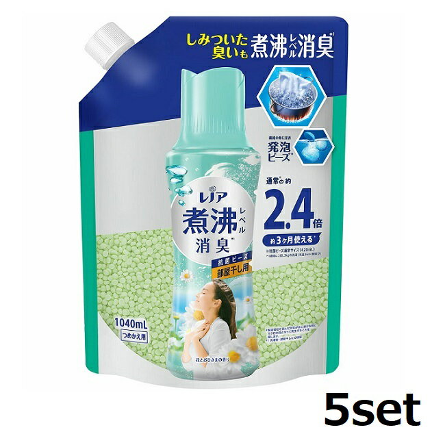 【ワンダフルデー 全品 P5】 【5セット】 レノア 煮沸レベル 消臭抗菌ビーズ 部屋干し 花とおひさまの香り つめかえ用 1040mL レノア P&G ビーズ 煮沸 洗濯 衣料 消臭 抗菌 部屋干し 防カビ 大容量 詰替
